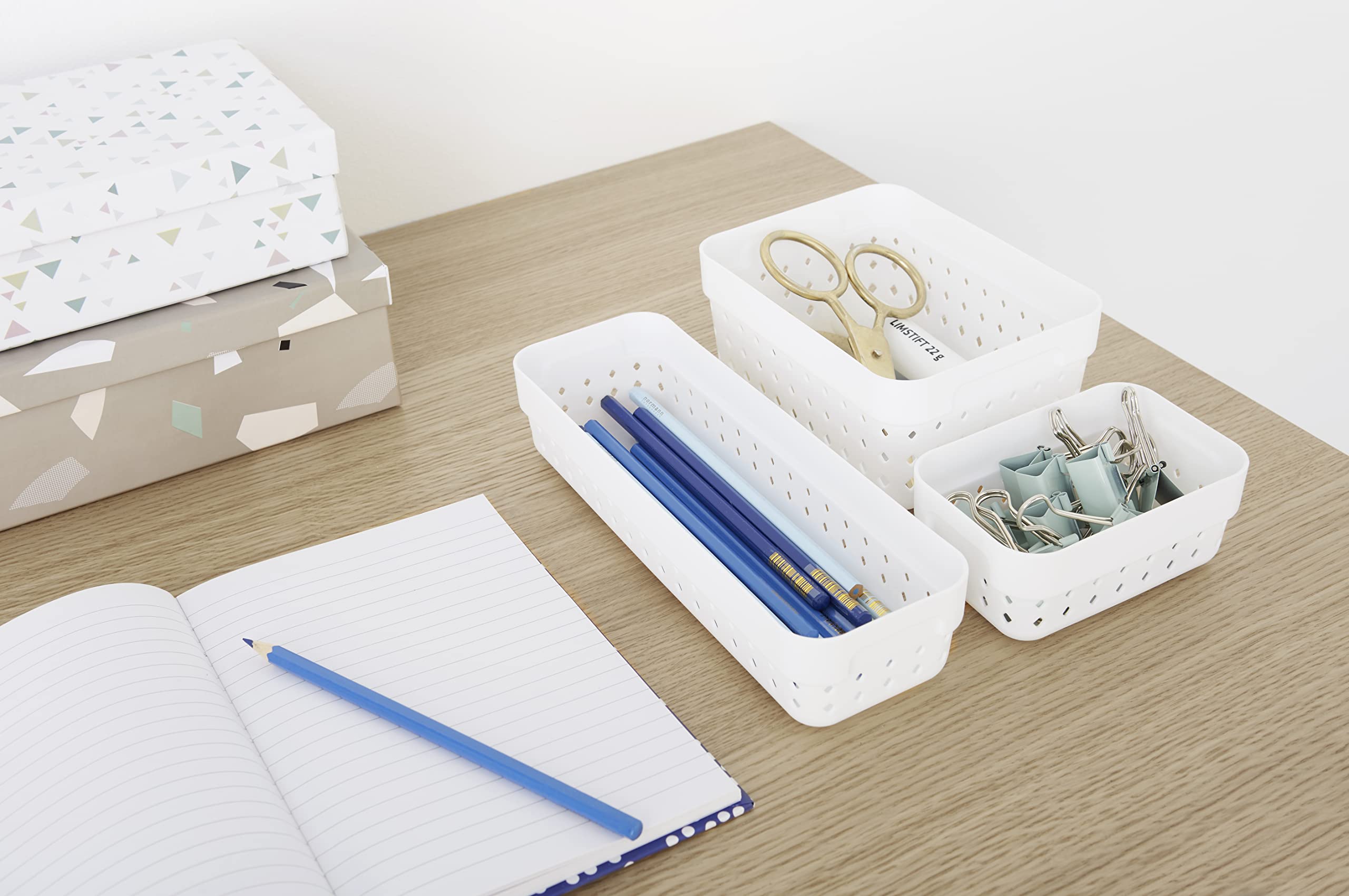 Room Copenhagen Seoul Organizer 5 Pack - Ventilated Nesting Storage Baskets - Stylish Desk & Drawer Organizers - X-Large Brandied Melon - Perfect for Home Office, Bedroom & Closet Organization