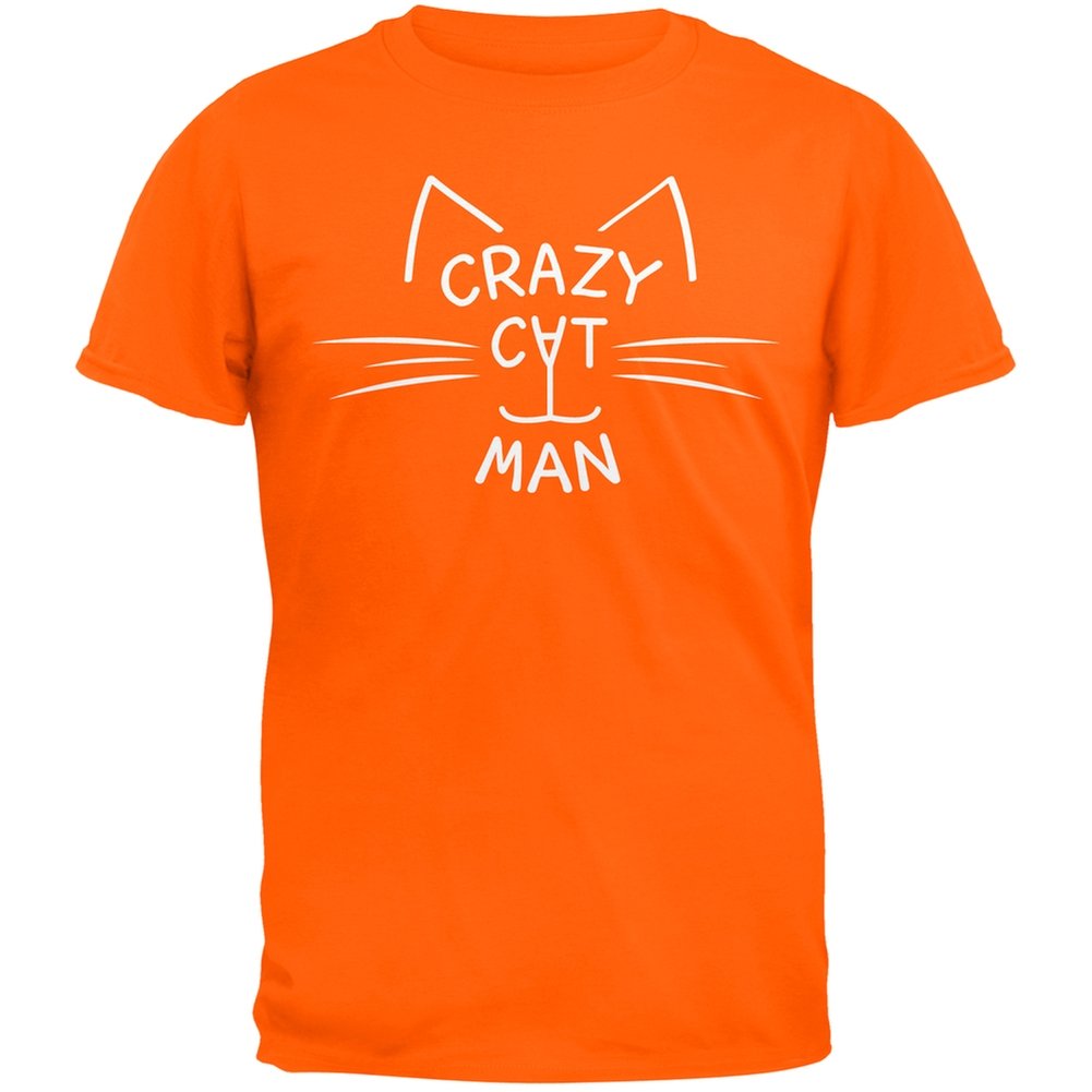 Crazy Cat Man Orange T-Shirt for Men - Funny Cat Lover Graphic Tee - Perfect for Casual Wear, Cat Parties & Gifts