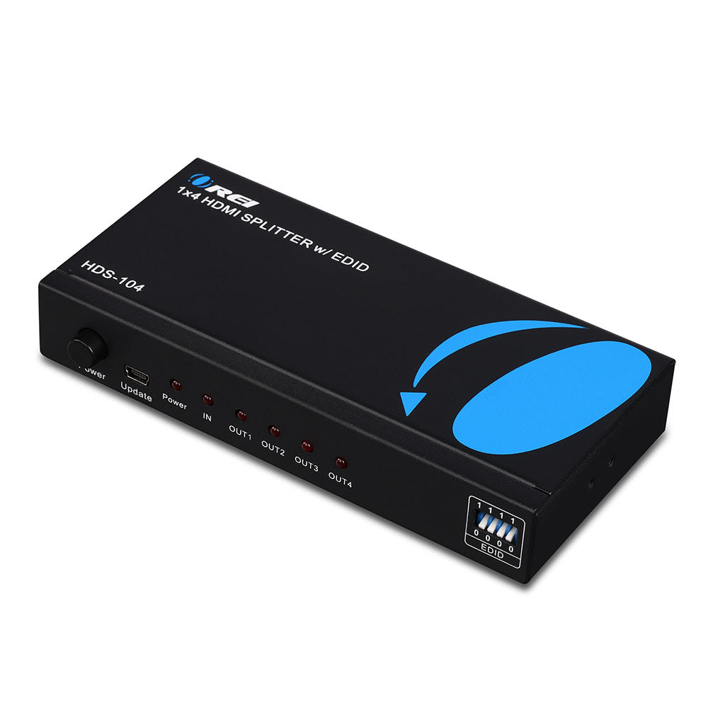 1x4 HDMI Splitter with Power Adapter - 1 Input 4 Output, EDID Support (HDS 104) for Home Theater, Gaming & Multi-Screen Presentations