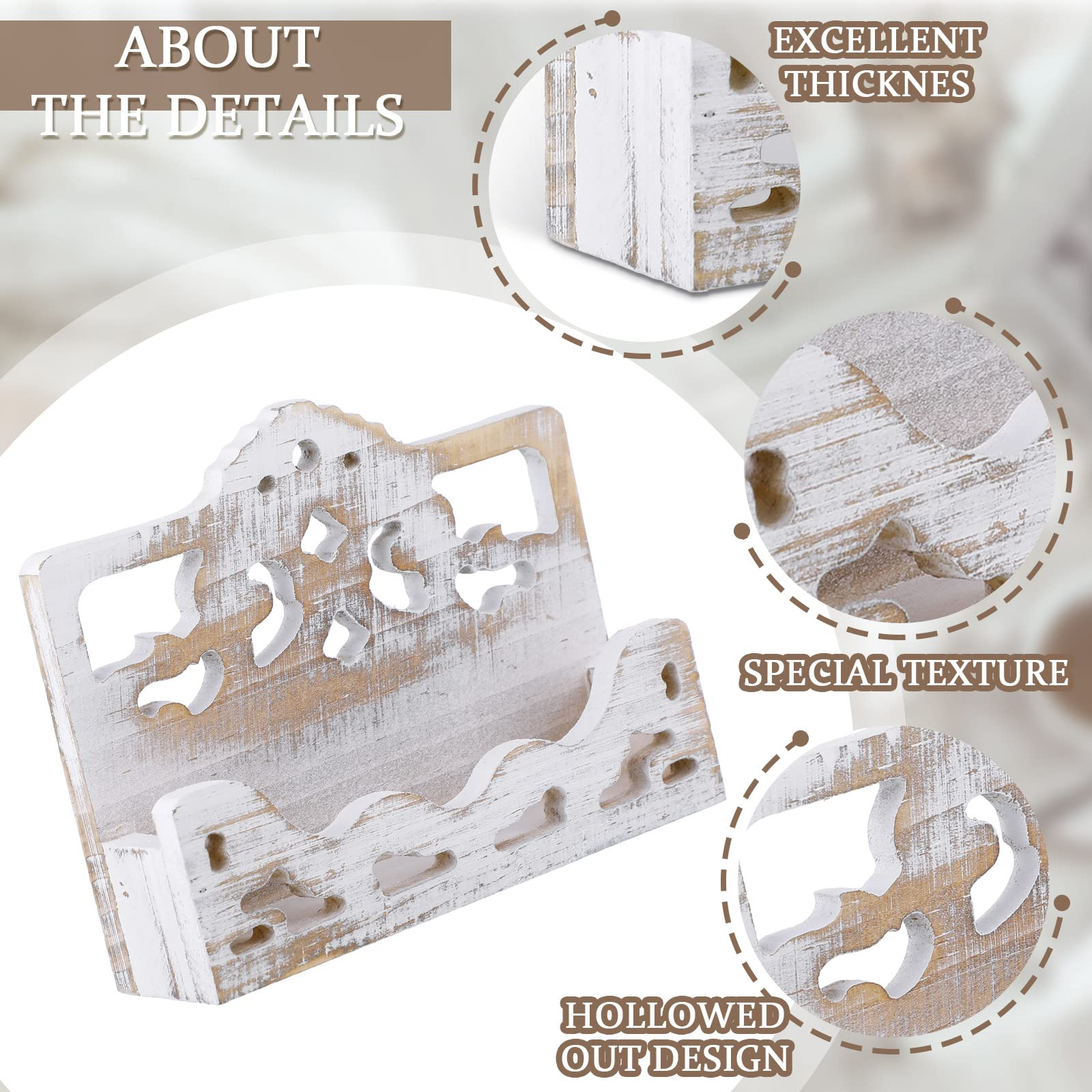 Vintage Wooden Business Card Holder Display - Farmhouse Style Open Card Stand for Home Office, Reception & Trade Shows (2-Pack) - Perfect for Organizing Business Cards on Desks, Counters & Retail Displays
