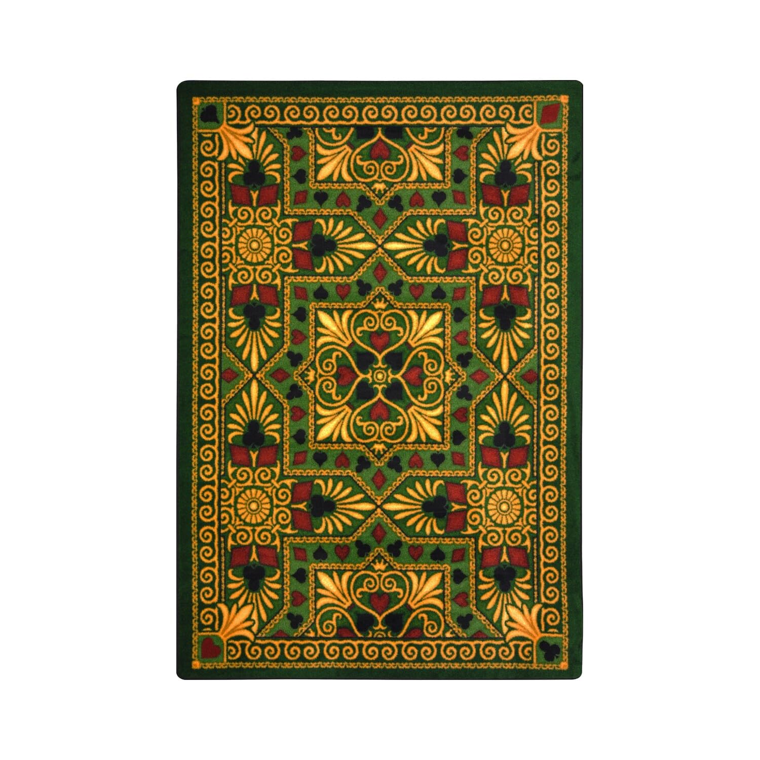 Joy Carpets Games People Play Jackpot Gaming Area Rug in Emerald - Perfect for Game Rooms, Living Rooms, and Entertainment Spaces