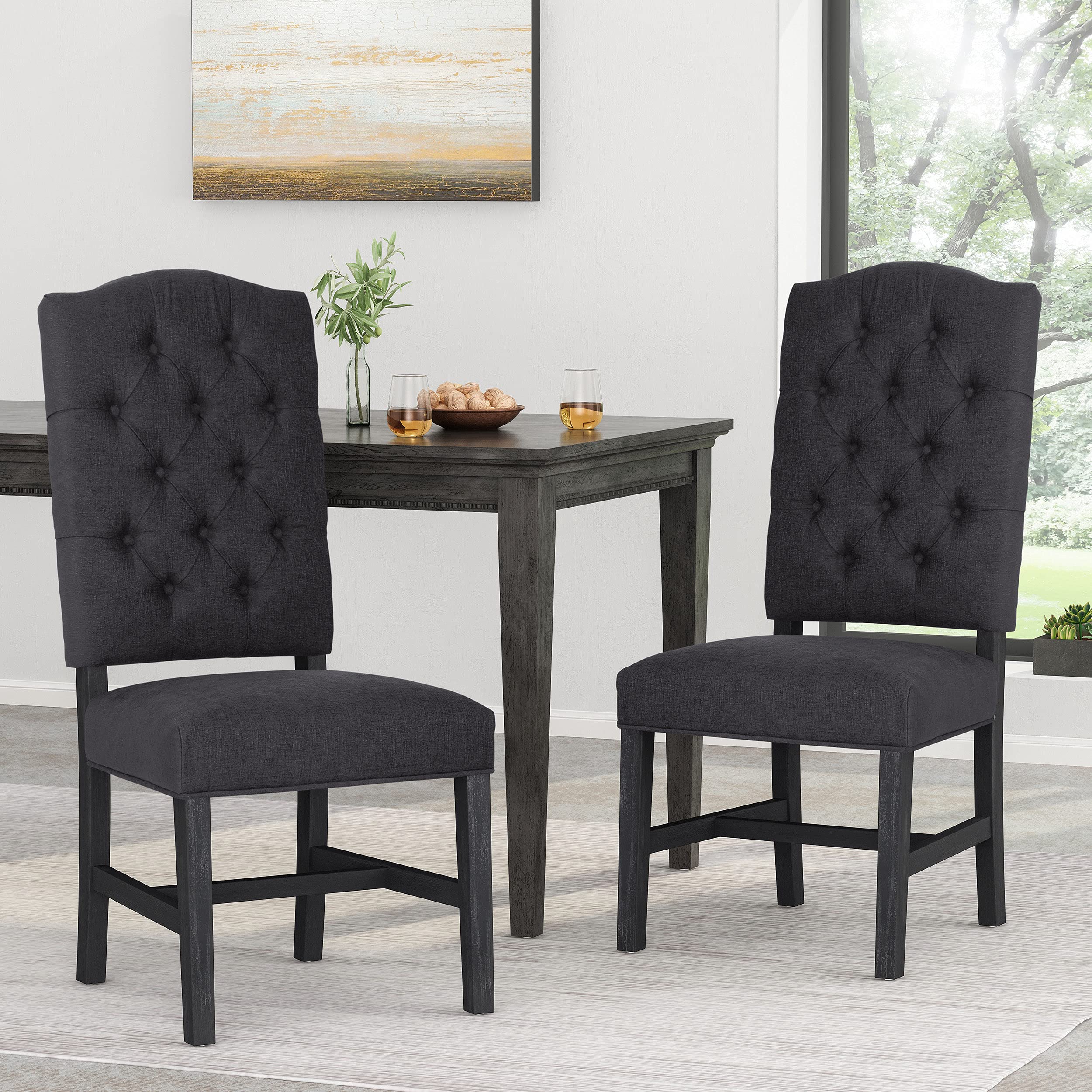 Christopher Knight Home Hyvonen Dining Chair - Modern Gray Upholstered Seat for Kitchen, Dining Room & Office - Comfortable & Stylish Furniture for Home Decor
