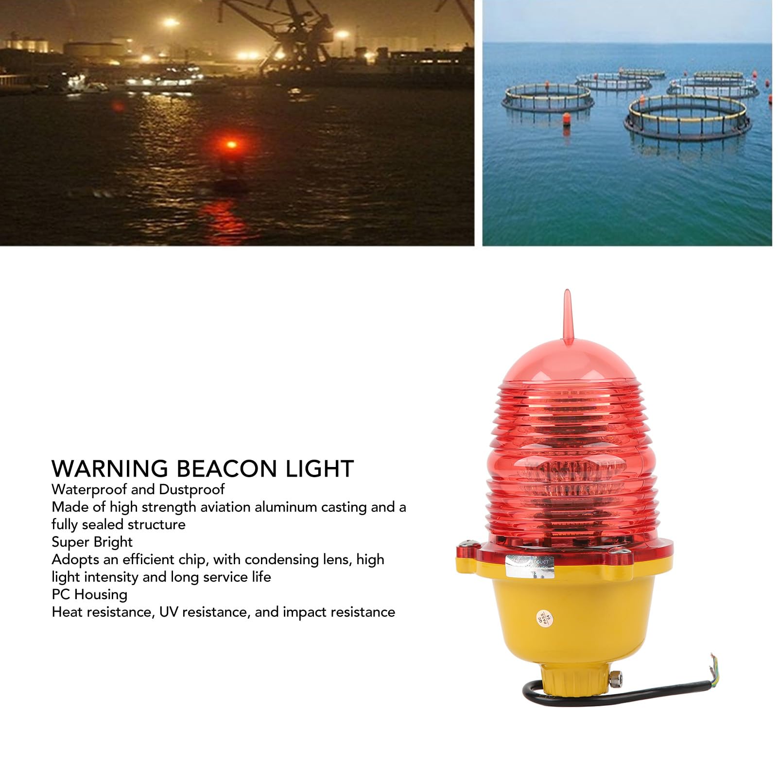 Super Bright Adjustable Tower Aviation Obstruction Light - Impact Resistant FAA Compliant Red Warning Light for Marine Boats, Buildings & Wind Turbines (AC110V Constant On) - Ideal for Night Navigation Safety & High-Risk Area Visibility