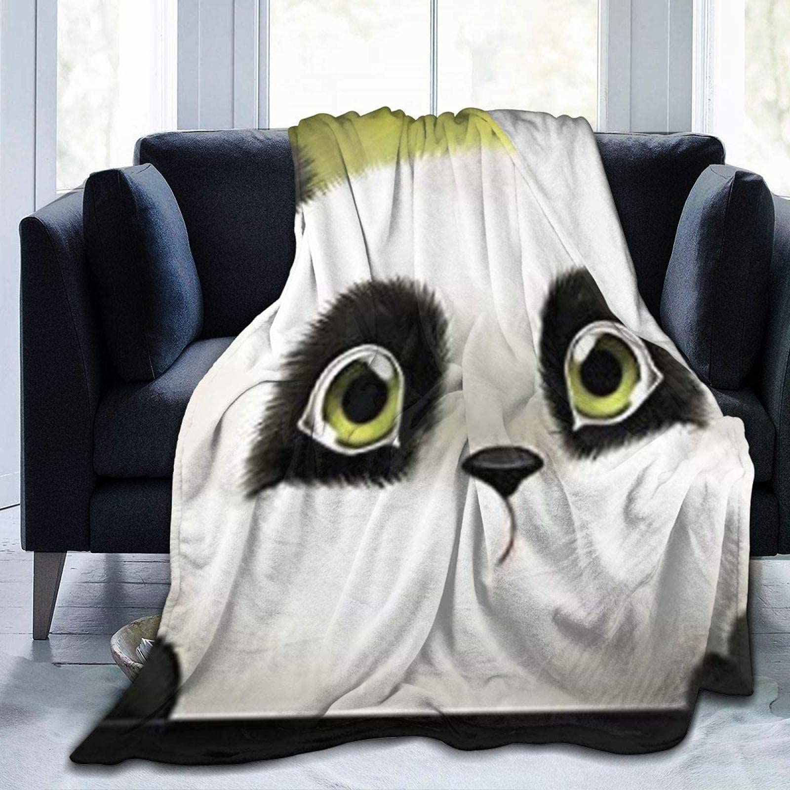 Epushow Mini Blanket - Super Soft Panda Print Throw Blanket for Bed, Sofa & Living Room - Lightweight & Warm All-Season Blanket - Perfect for Cozy Nights, Movie Time & Travel