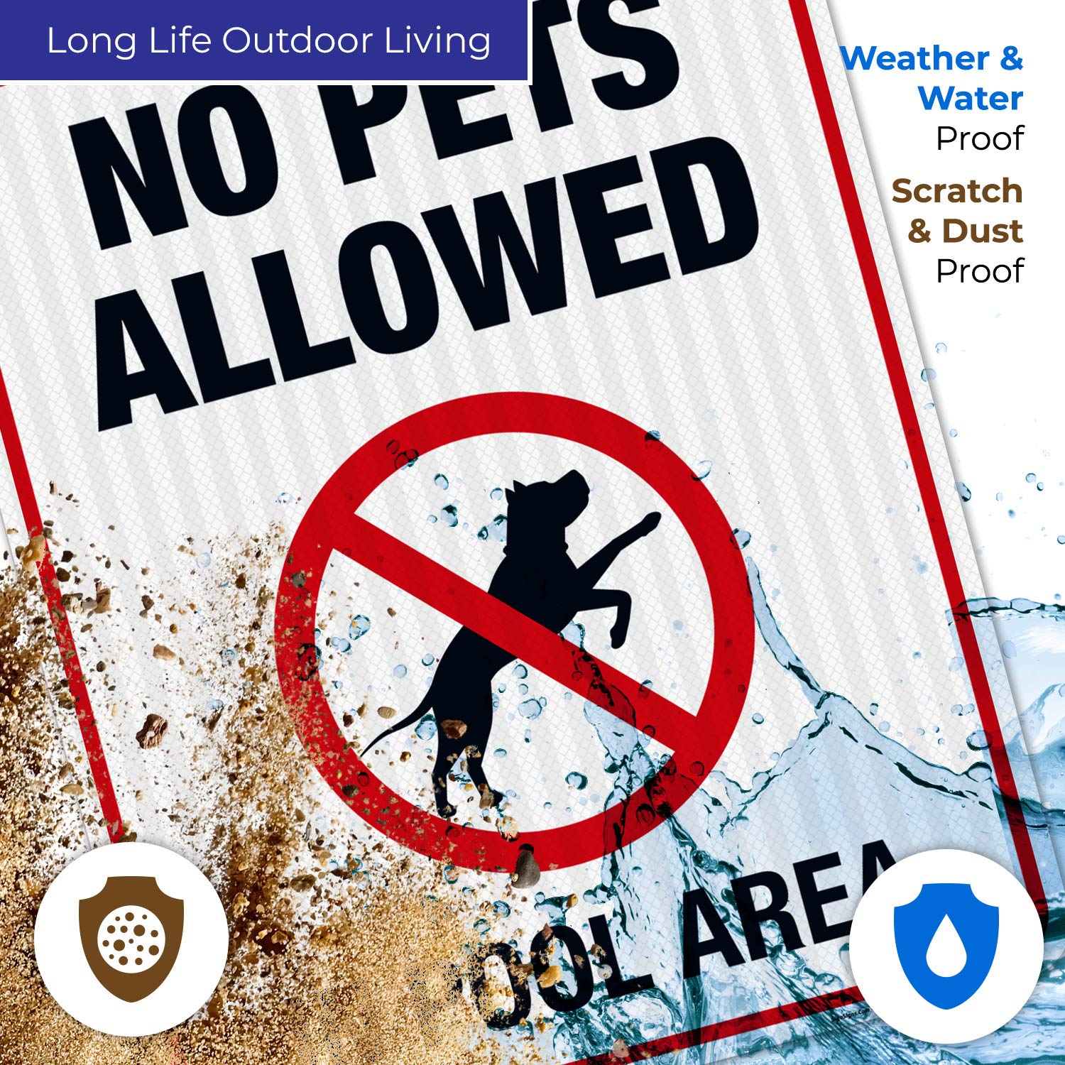 No Pets Allowed in Pool Area Sign - 24x30 Inch Reflective Aluminum Pool Sign with 3M EGP Coating | Durable .080 Aluminum, Fade Resistant for Indoor/Outdoor Use | Made in USA | Perfect for Community Pools, Hotels & Public Swimming Areas