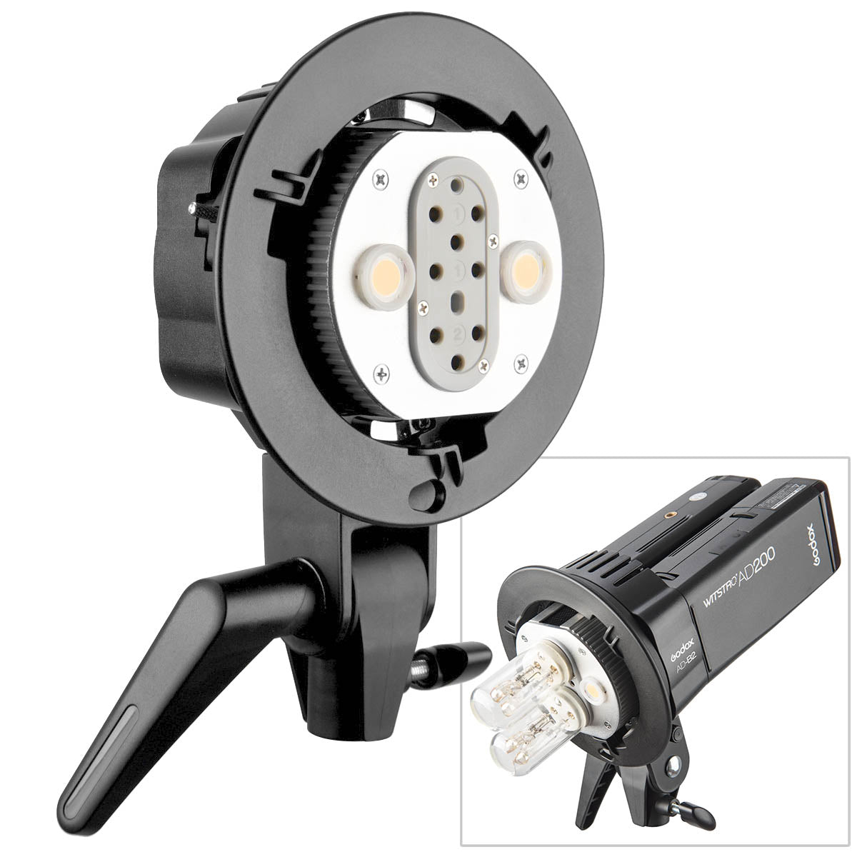 Godox AD200/AD200Pro/AD200ProII Dual S-Type Mount Bracket - Heavy Duty Flash Bracket for Studio Photography, On-Location Shoots & Outdoor Lighting