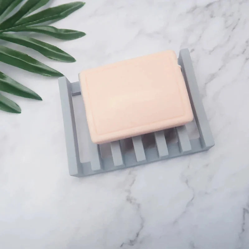 Waveform Silicone Soap Holder - Non-Slip Bathroom Organizer for Showers, Sinks & Kitchen - Durable, Easy to Clean Soap Dish for Liquid or Bar Soap - Perfect for Home, Spa, RV & Travel Use