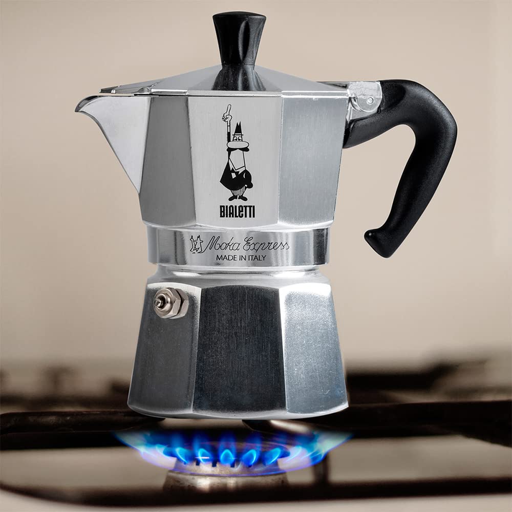 Bialetti Moka Express 3-Cup Stovetop Espresso Maker - 90ml (3oz) Italian Coffee Pot for Home & Travel - Classic Silver Aluminum Design - Perfect for Camping, Office & Gifts