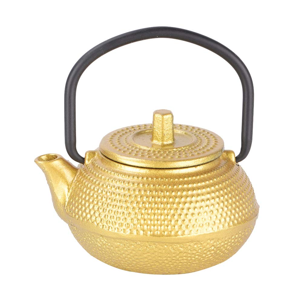 Premium Japanese Cast Iron Teapot - 50ml Mini Tetsubin Tea Kettle with Golden Finish & Ergonomic Handle | Authentic Traditional Japanese Iron Teapot for Green Tea, Herbal Tea & Matcha | Perfect for Home, Office & Tea Ceremonies