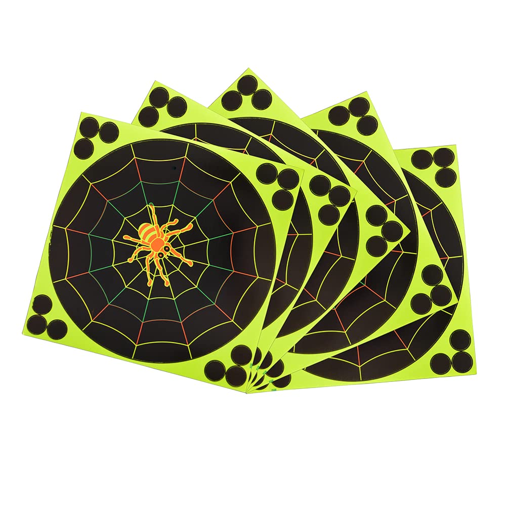 8/12 Inch Self-Adhesive Shooting Targets - Splatter Reactive Paper Targets with Cover-up Patches for BB Gun, Rifle, Air Rifle, Airsoft, Pistol & Pellet Gun (10 Pack) - Perfect for Target Practice, Gun Training & Outdoor Shooting Range Activities