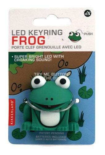 Kikkerland LED Frog Keychain Light - Cute Glowing Keyring for Night Visibility, Gifts & Outdoor Adventures