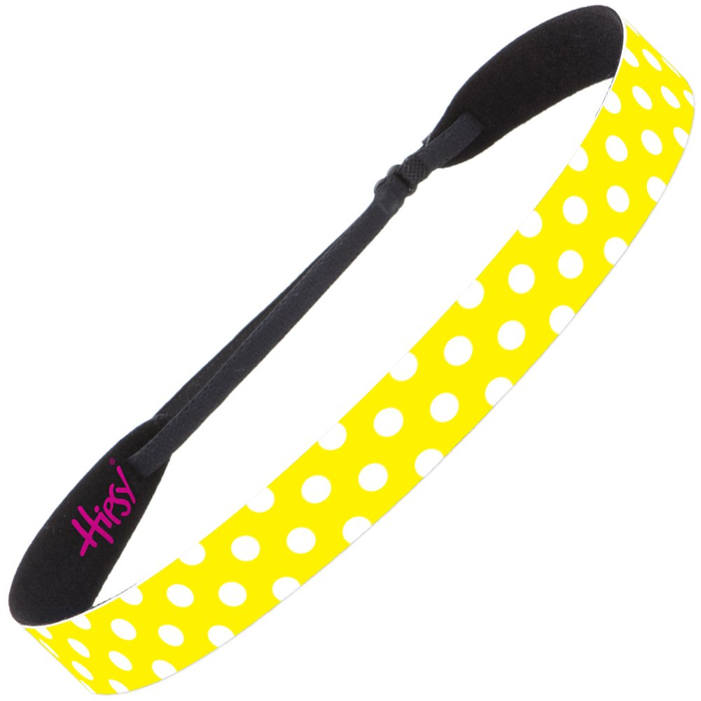 Hipsy Adjustable Non-Slip Wide Fashion Printed Sports Headbands 3-Pack (Polka Dot Green/Yellow/Purple) – Sweat-Wicking Workout Headbands for Running, Yoga, Tennis & Gym – Perfect for Women & Girls