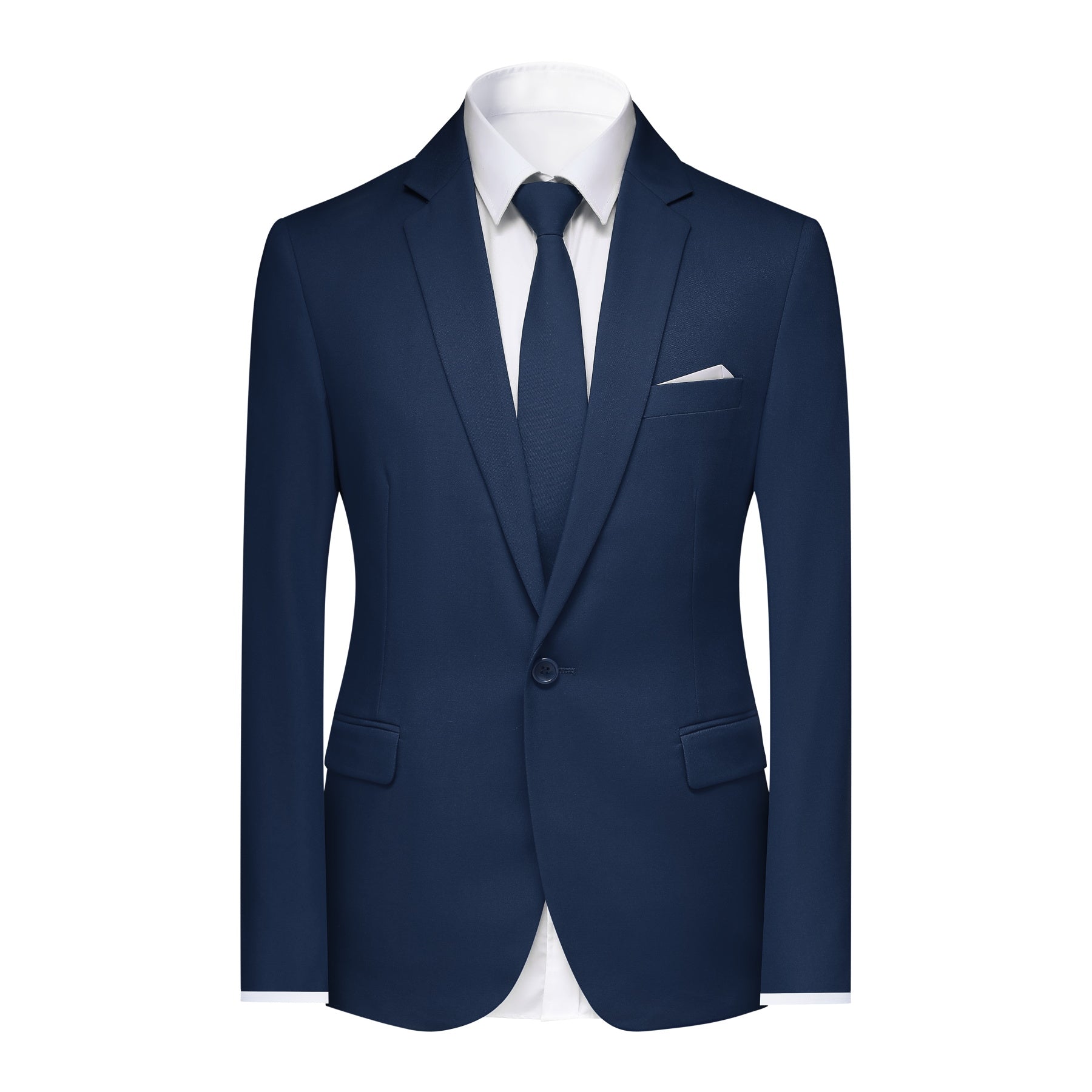 2-Piece Slim Fit Navy Blue Suit for Men - Modern Minimalist Design - Perfect for Business, Weddings & Formal Events