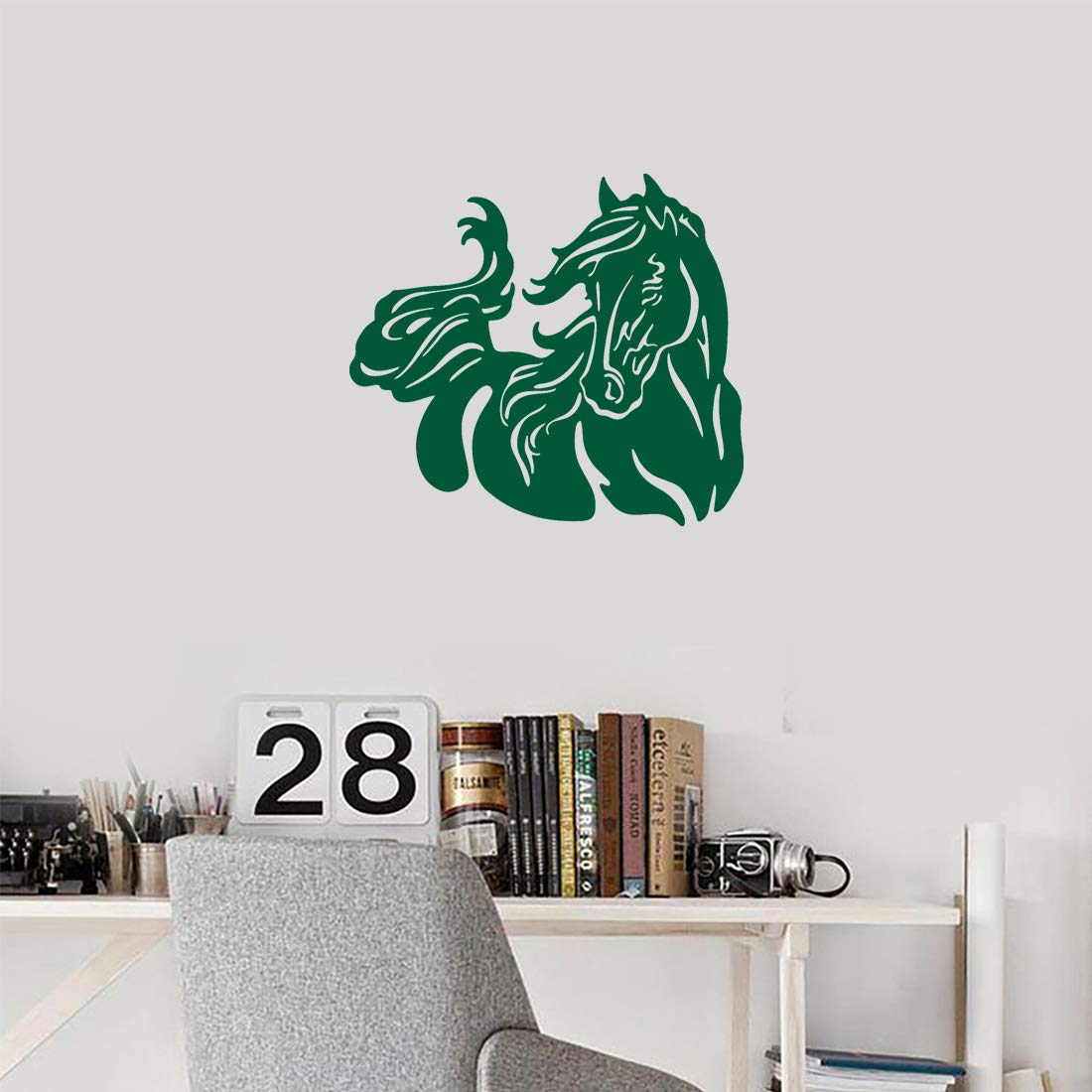 Premium Waterproof Vinyl Decal Stickers - Horse Design (Set of 2, Green) for Laptop, Phone, Helmet, Car Window, Bumper, Mug, Cup, Door & Wall Decor | Perfect for Equestrian Lovers, DIY Home Decoration & Personalized Gift Giving