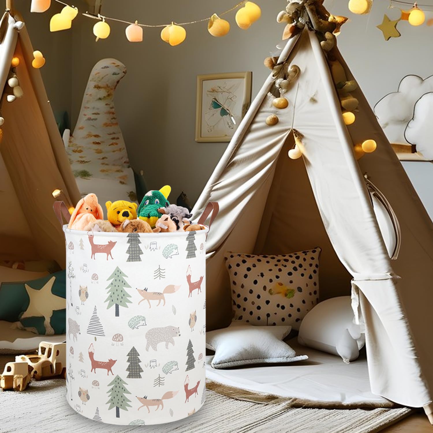 Woodland Animals Baby Laundry Hamper Basket - Nursery Toy Storage Bin for Boys & Girls - Cute Animal-Themed Room Decor Gift for Baby Shower & Bedroom Organization - Perfect for Nursery, Kids' Room & Playroom Storage