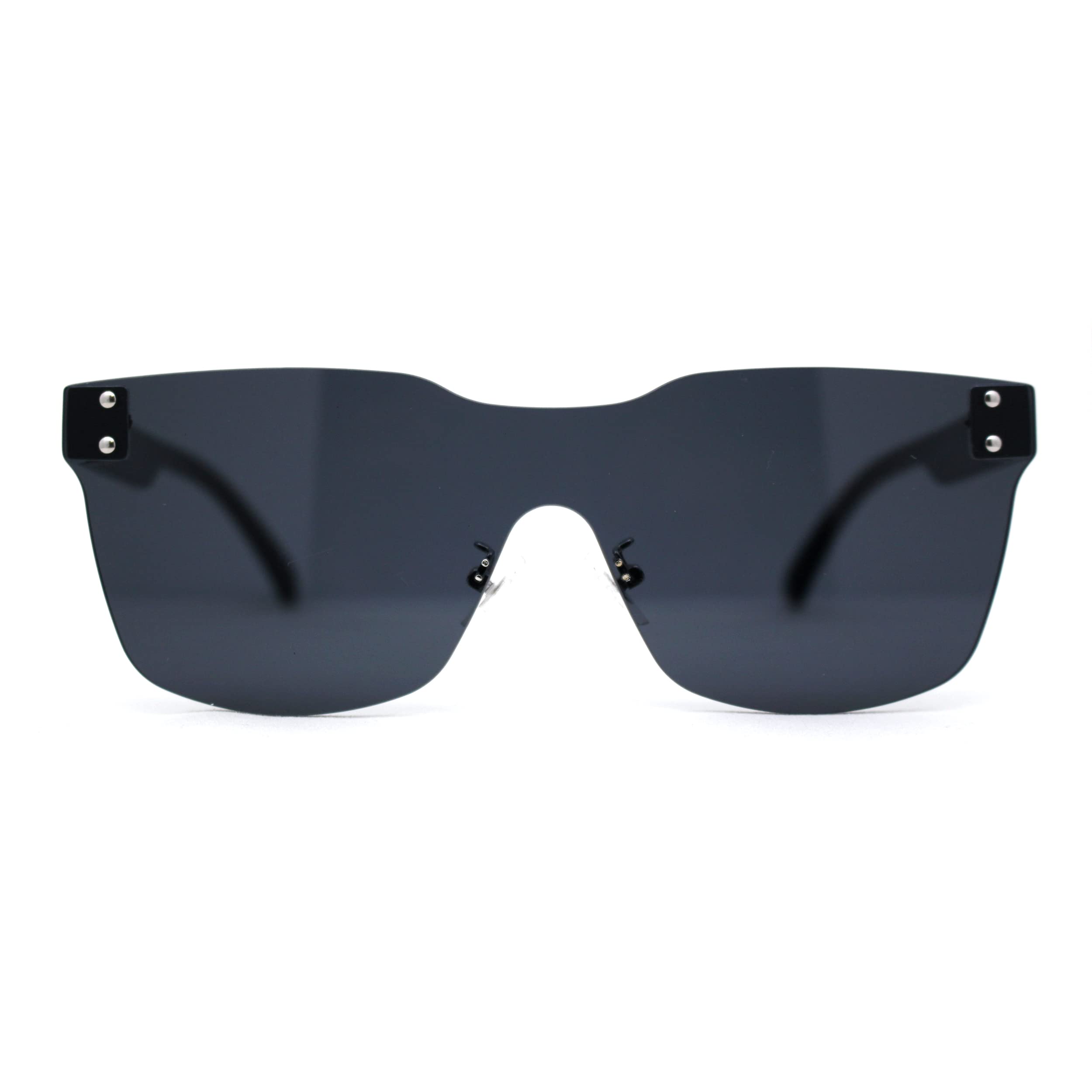Horned Rimless Large Sunglasses for Women & Men - UV Protection Polarized Oversized Square Panel Shield Lens - Perfect for Driving, Beach & Outdoor Activities