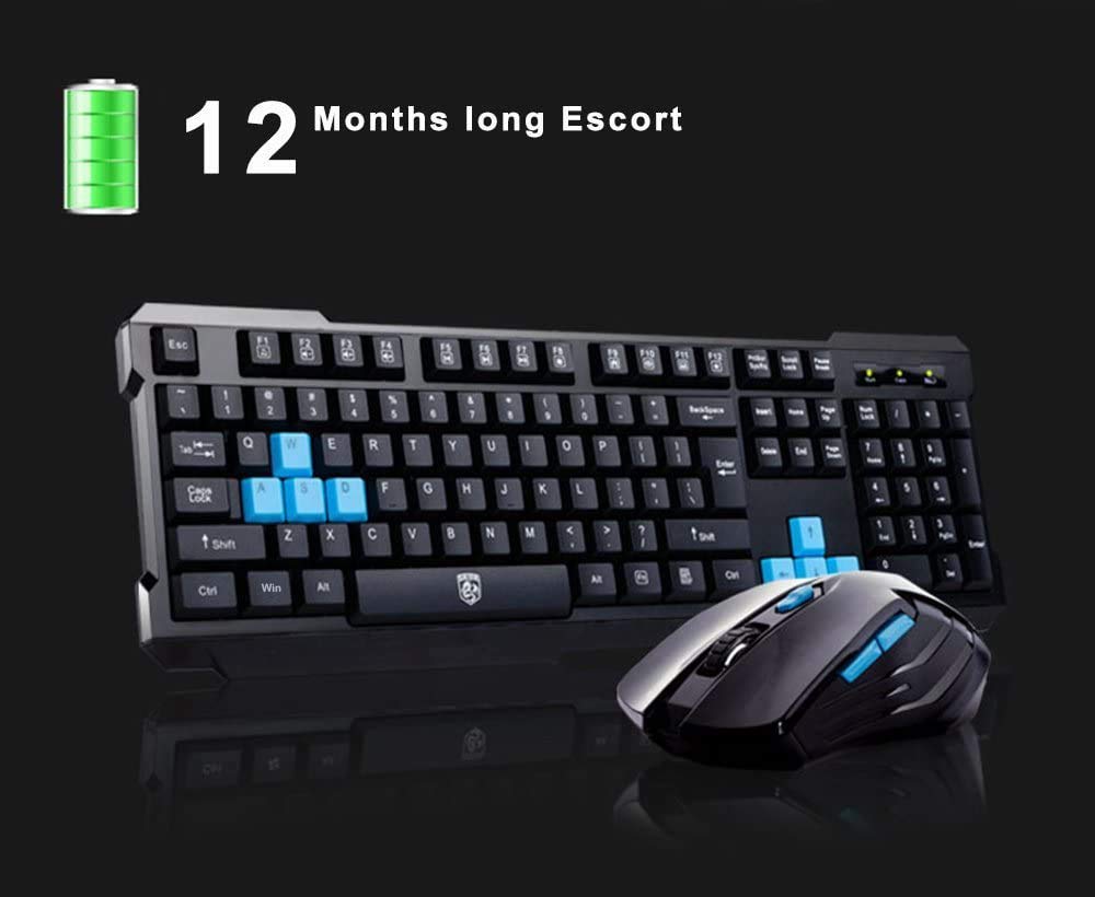 UniFire V60 Waterproof 2.4G Wireless Gaming Keyboard and Mouse Combo with DPI Control - Ergonomic Design for PC, Laptop, Desktop - Perfect for Gaming, Office Work, and Home Use (Black)