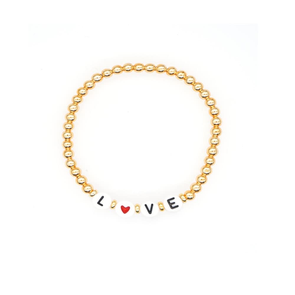 14K Gold Plated Bead Ball Bracelet for Mom - Stackable Elastic Stretch Thanksgiving & Birthday Gift from Daughter - Perfect for Mother's Day, Christmas & Special Occasions