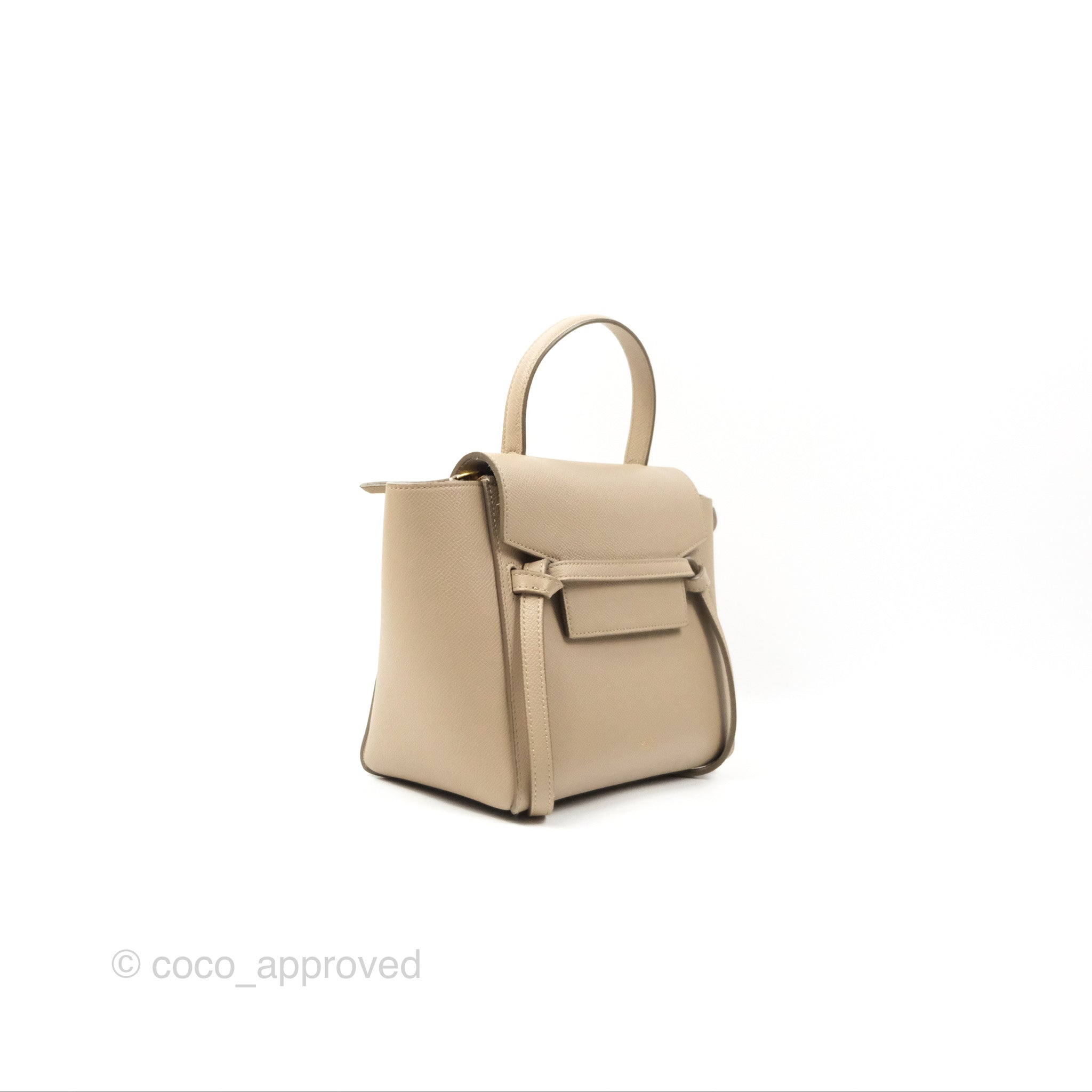 Celine Nano Belt Bag in Light Taupe Grained Calfskin with Gold Hardware - Perfect for Everyday Use, Work & Travel