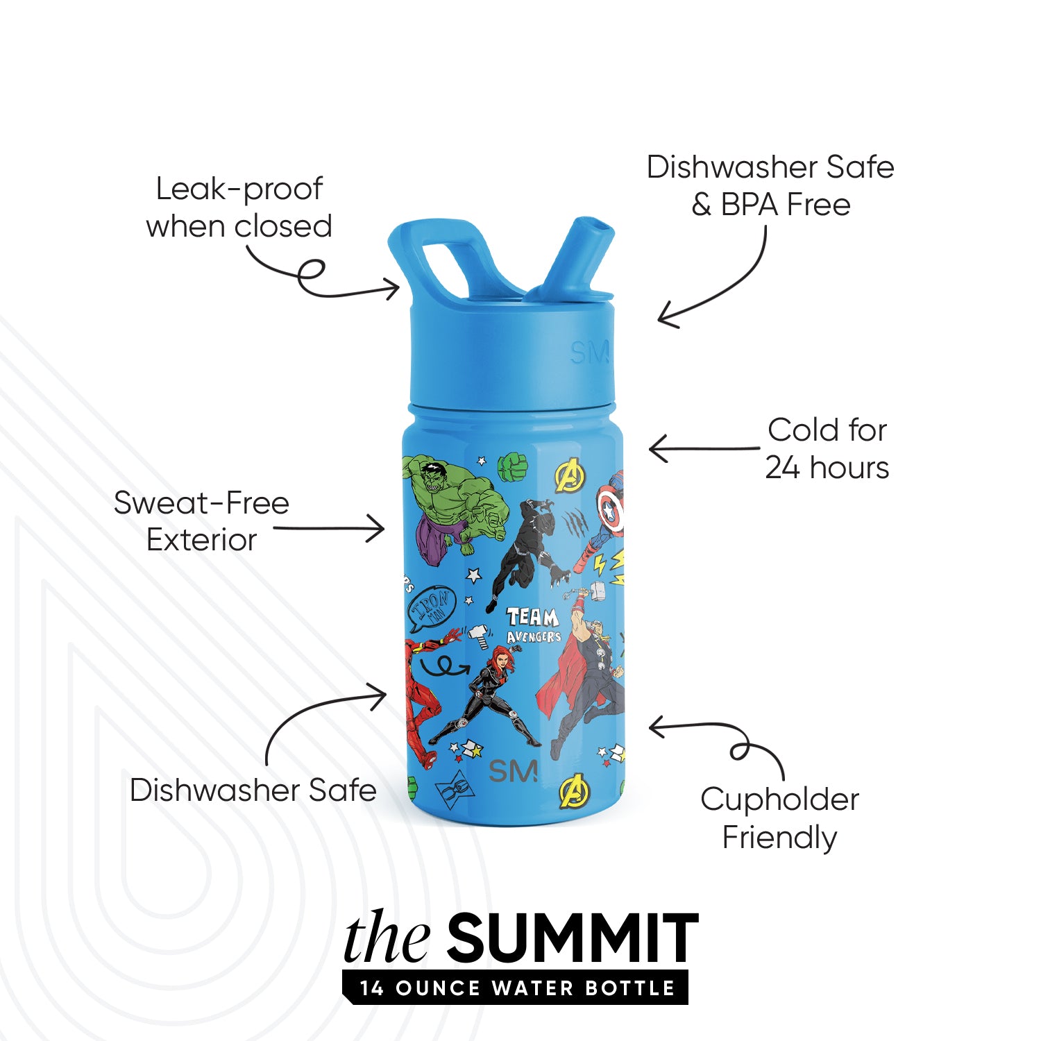 Summit Kids Water Bottle with Straw Lid - BPA Free, Leak Proof, Durable & Easy to Clean - Perfect for School, Sports, Travel & Outdoor Activities