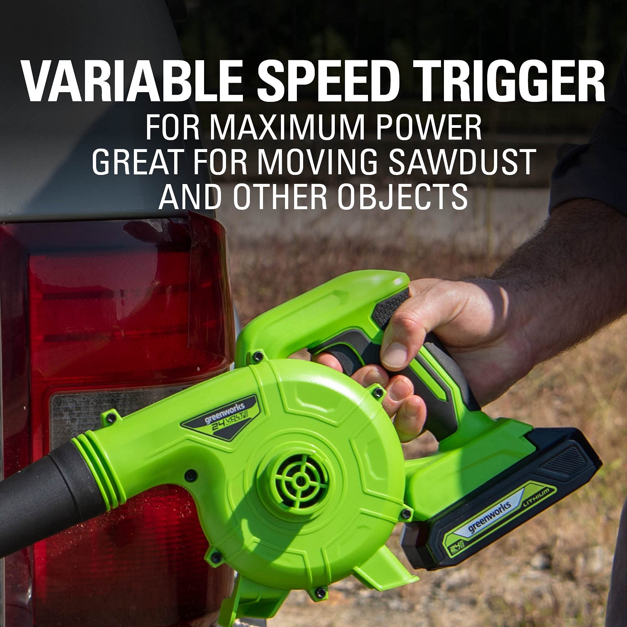 Greenworks 24V Cordless Leaf Blower - 90 MPH, 180 CFM, 2.0Ah Battery & Charger Included - Compatible with 125+ Tools - Perfect for Yard Cleanup, Driveway Clearing & Workshop Use