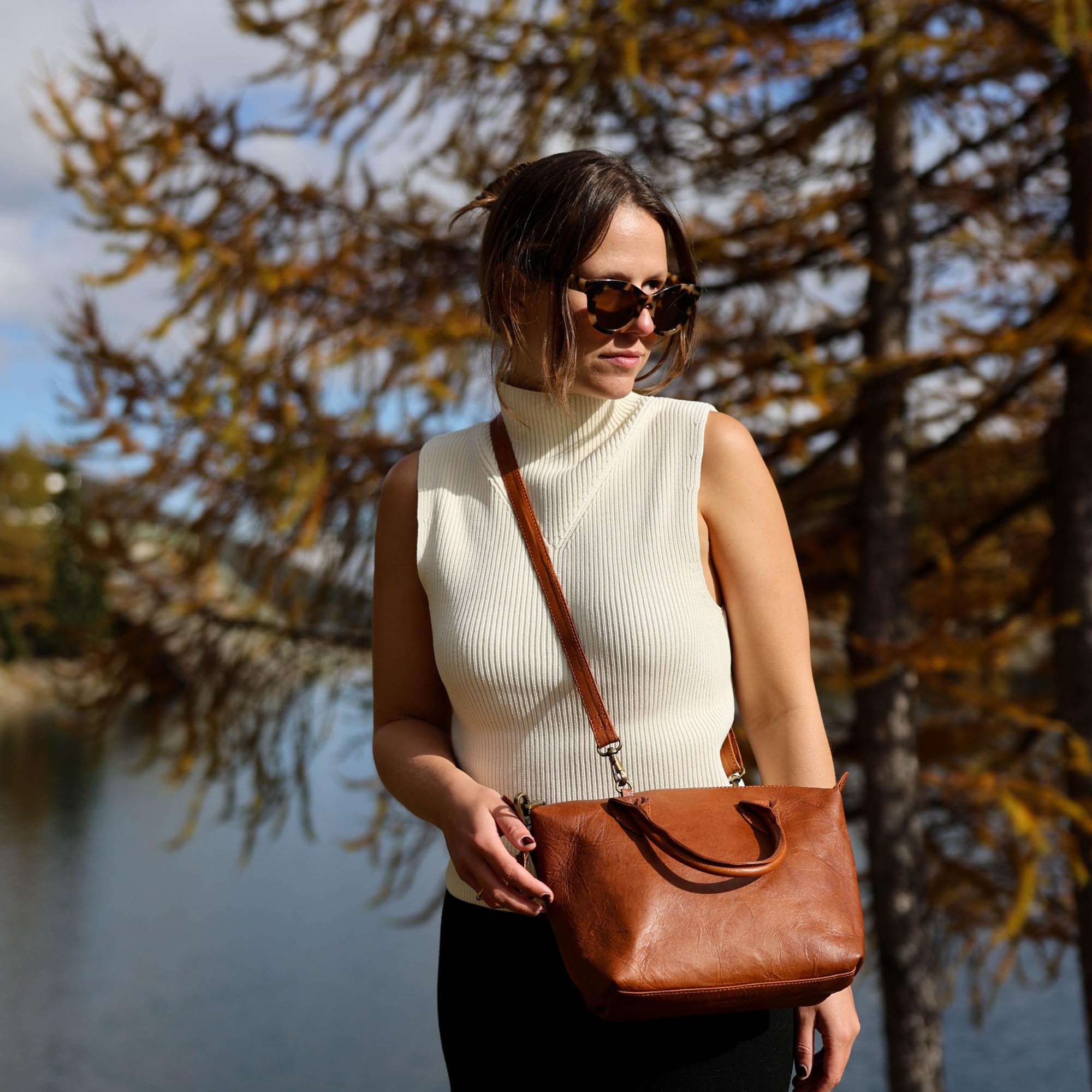 Vintage Leather Shoulder Bag for Women - Brown, Perfect for Daily Use & Travel