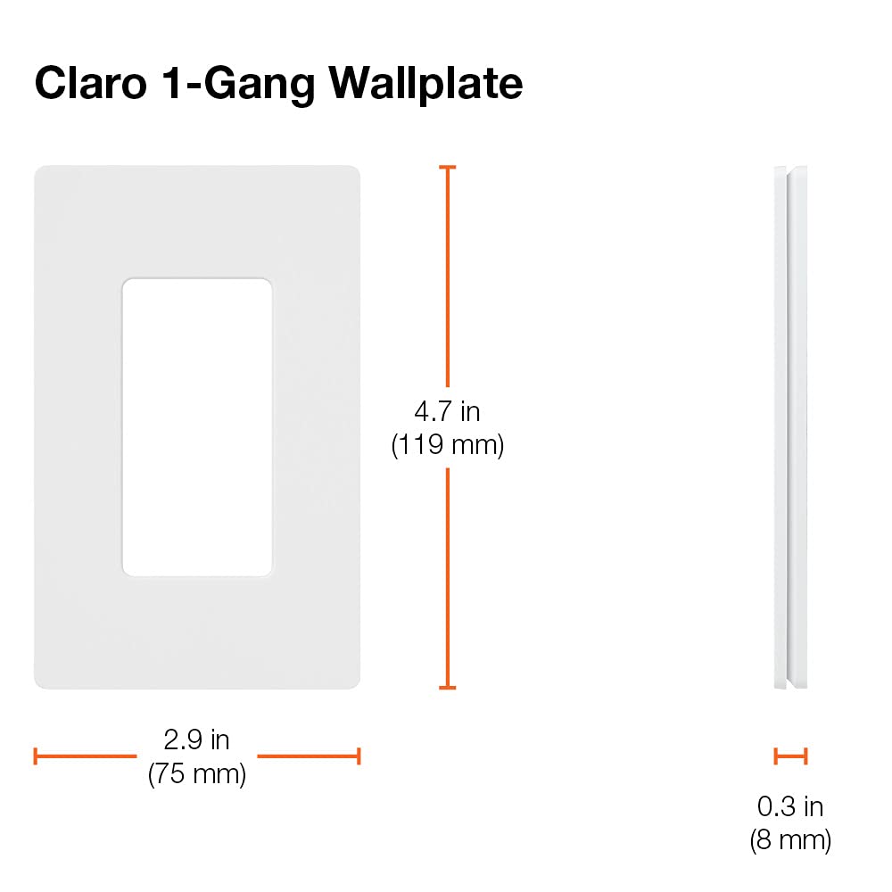 Lutron Claro 1 Gang Screwless Light Switch Cover Plate - Glossy Almond Wall Plate for Decorator & Rocker Switches (96 Pack, CW-1-AL-96) - Perfect for Home, Office & Commercial Electrical Upgrades