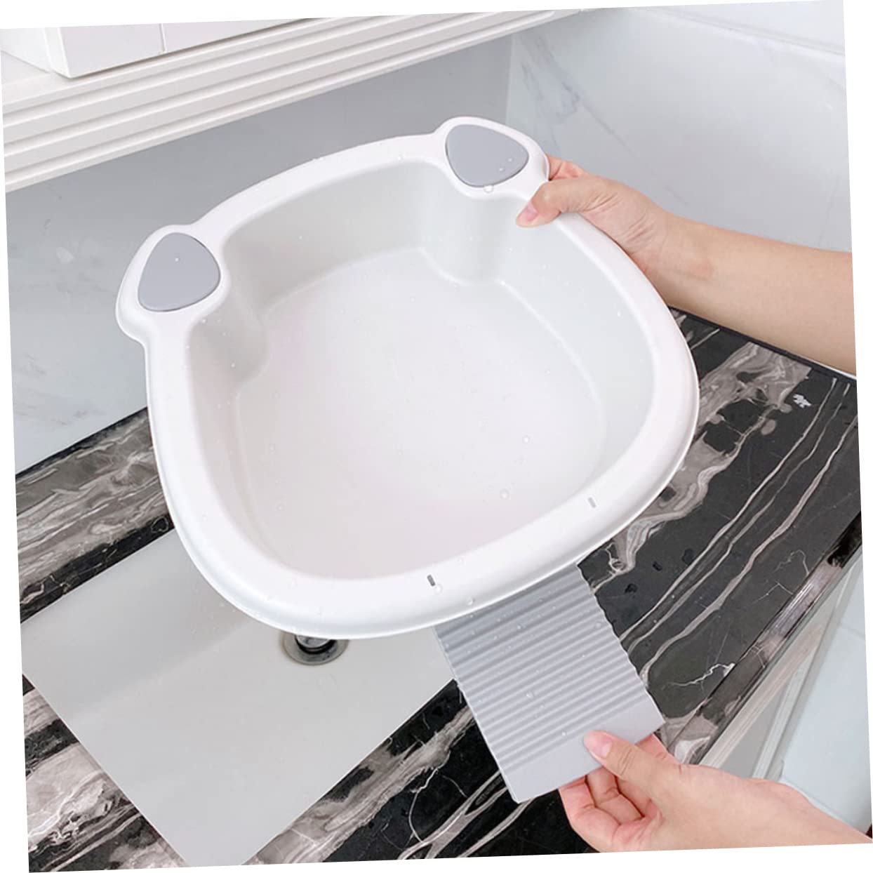 PartyKindom Hand Washing Board Set - Portable Mini Washing Basin for Clothes, Baby Items & Kitchenware | Durable PP Plastic Laundry Tray, Foot Sink & Household Cleaning Tool | Perfect for Camping, Small Apartments & Hand Washing Delicates