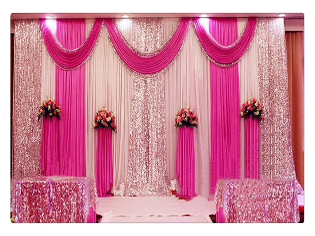 Elegant Rose Red Silk Fabric Wedding Backdrop 20x10ft - Perfect for Wedding Stage Decorations, Birthday Parties & Special Events | Durable Swag Curtain for Indoor/Outdoor Celebrations