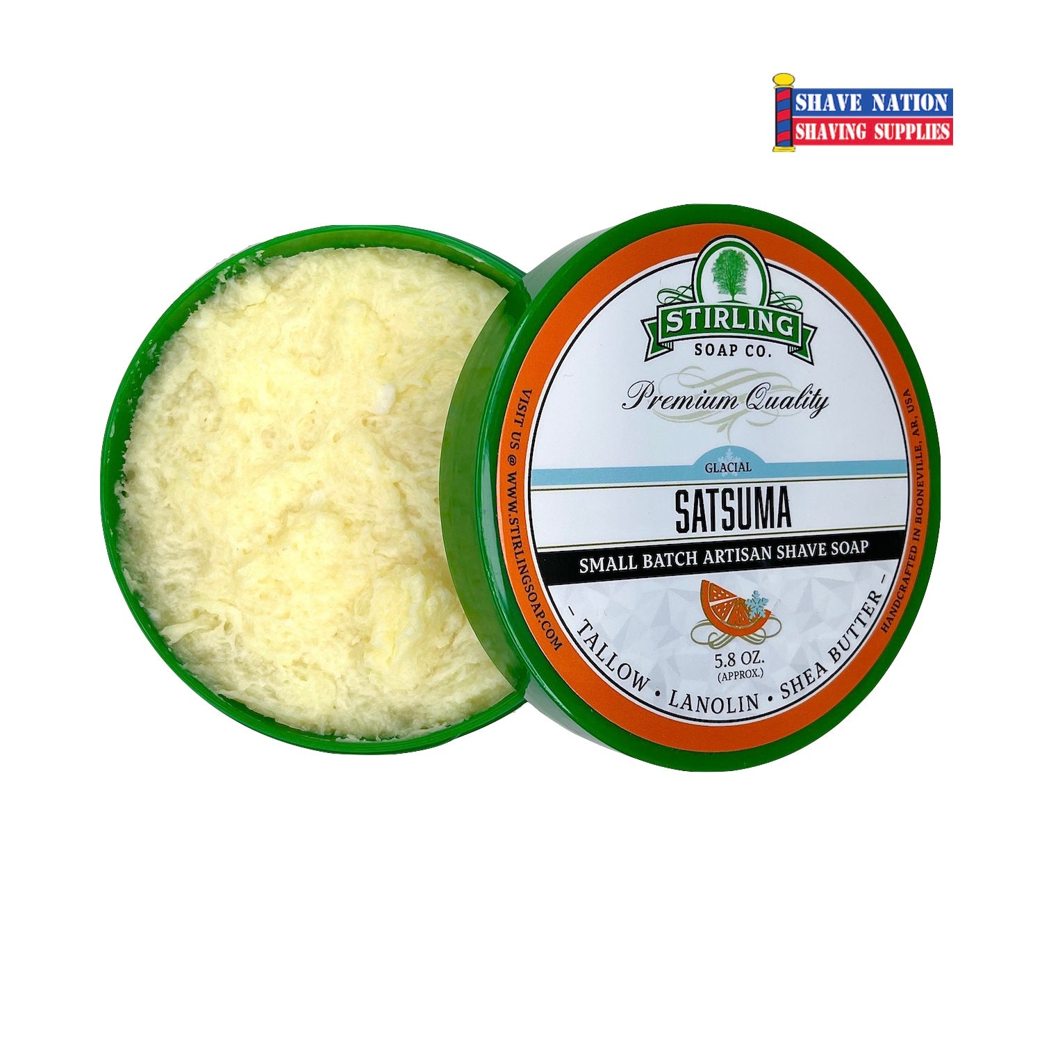 Premium Stirling Shaving Soap for Men - All-Natural Glycerin Shaving Soap Bar with Shea Butter & Essential Oils - Smooth, Close Shave for Sensitive Skin - Perfect for Wet Shaving, Travel & Grooming Kits
