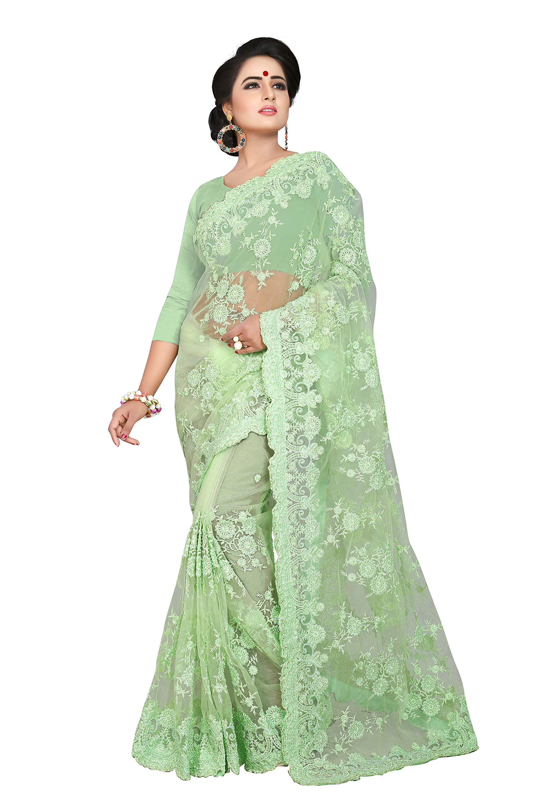 Peach Color Sari Siramic and Zarkan Stone Work Saree with Unstitched Blouse - Elegant Indian Traditional Dress for Weddings, Parties & Festive Occasions
