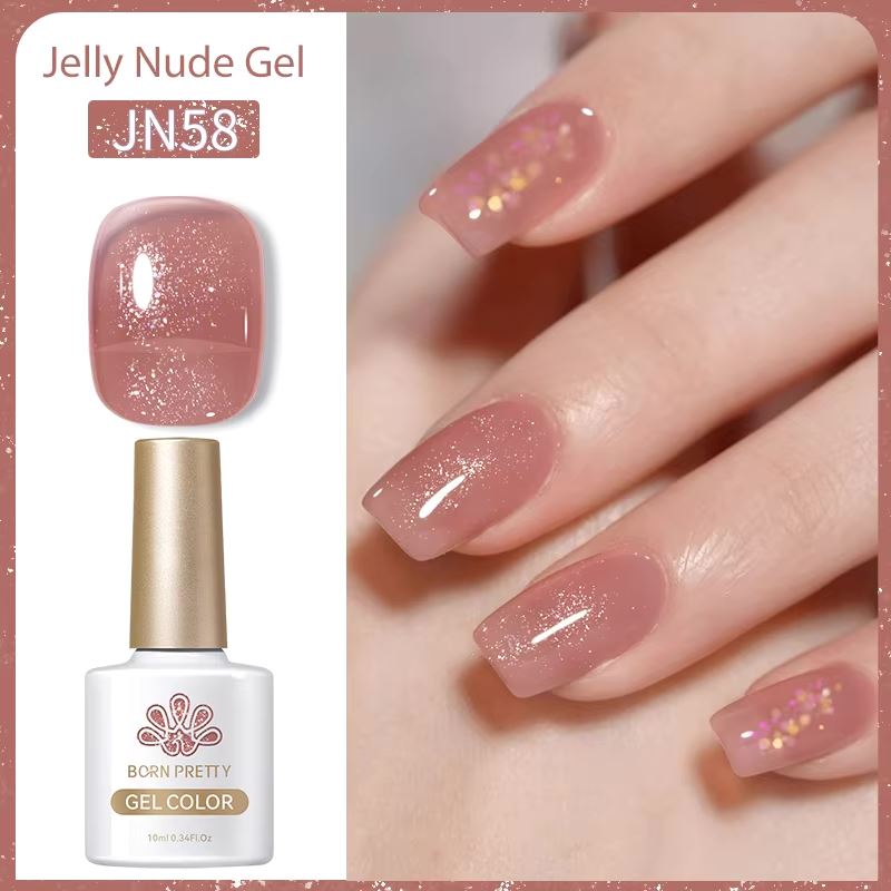 Born Pretty Jelly Nude Gel Polish - Long Lasting Soak Off UV LED Nail Polish for Salon & Home Manicure - Perfect for Weddings, Parties & Everyday Wear