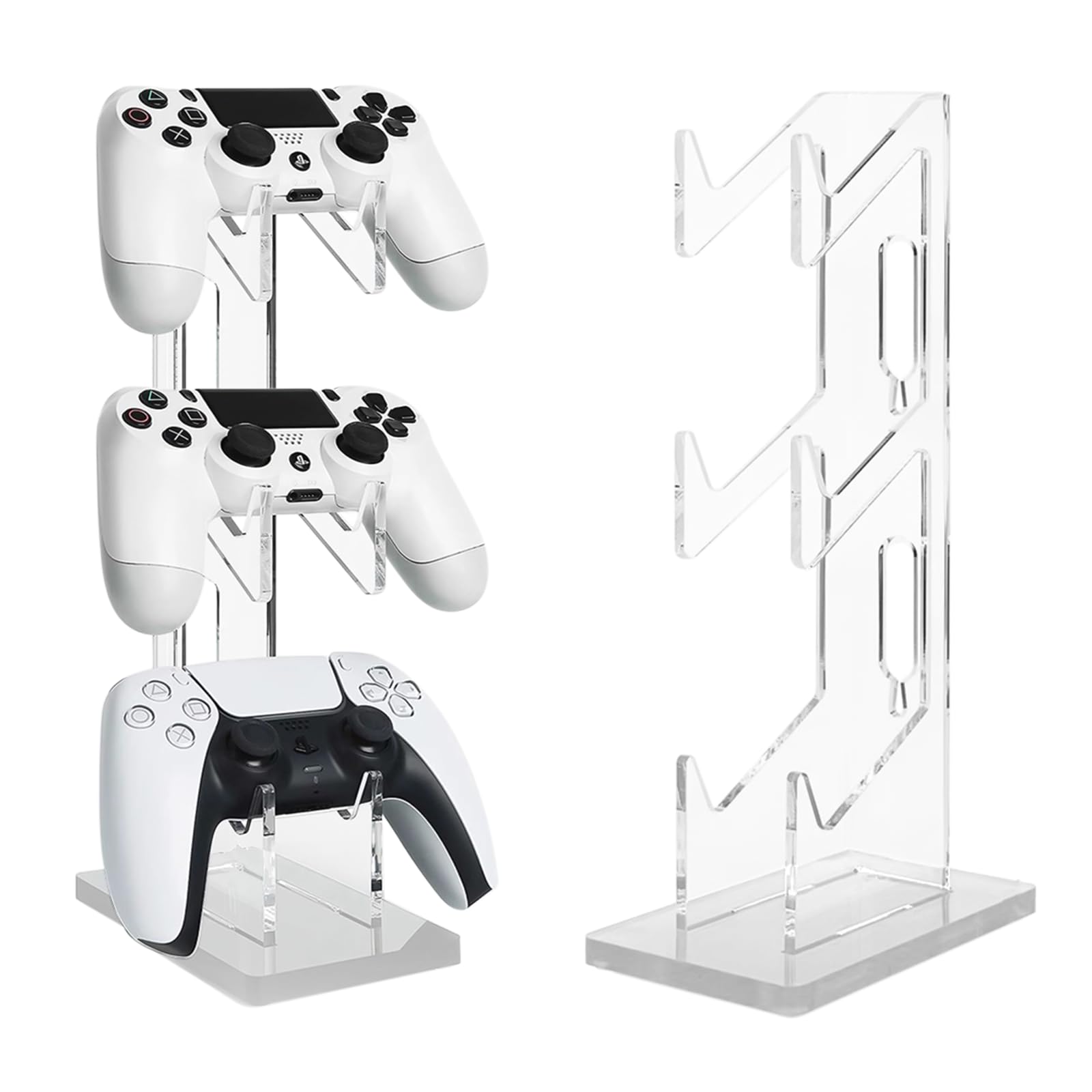 HOMURY 3-in-1 Multi-Layer Gaming Controller Stand with Headphone Holder - Acrylic Game Controller Charging Dock & Headset Stand for PS5, Xbox, Switch - Perfect for Gaming Setup & Organized Desktop Accessories