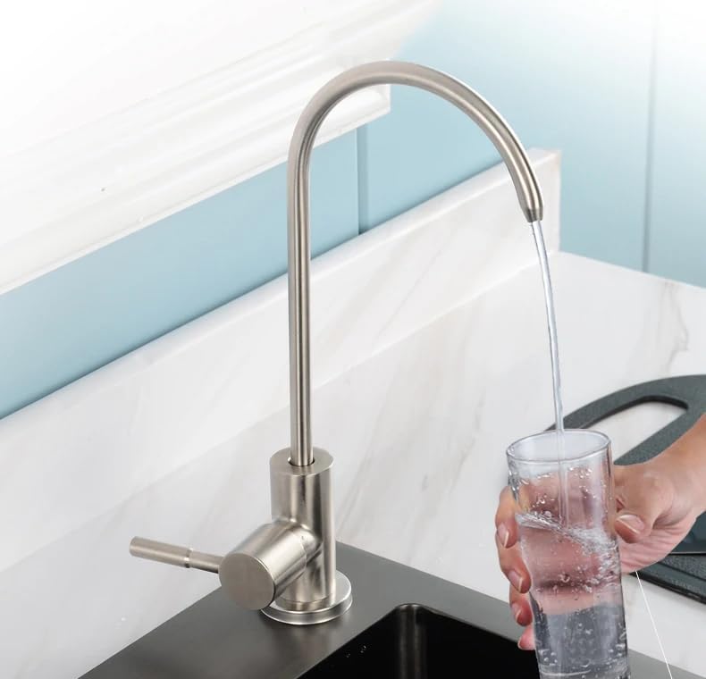 360° Rotatable Stainless Steel RO Water Purifier Faucet - Brushed Nickel Finish | Compatible with All Under Sink RO Systems | Perfect for Kitchen Sink Installation & Pure Drinking Water Access
