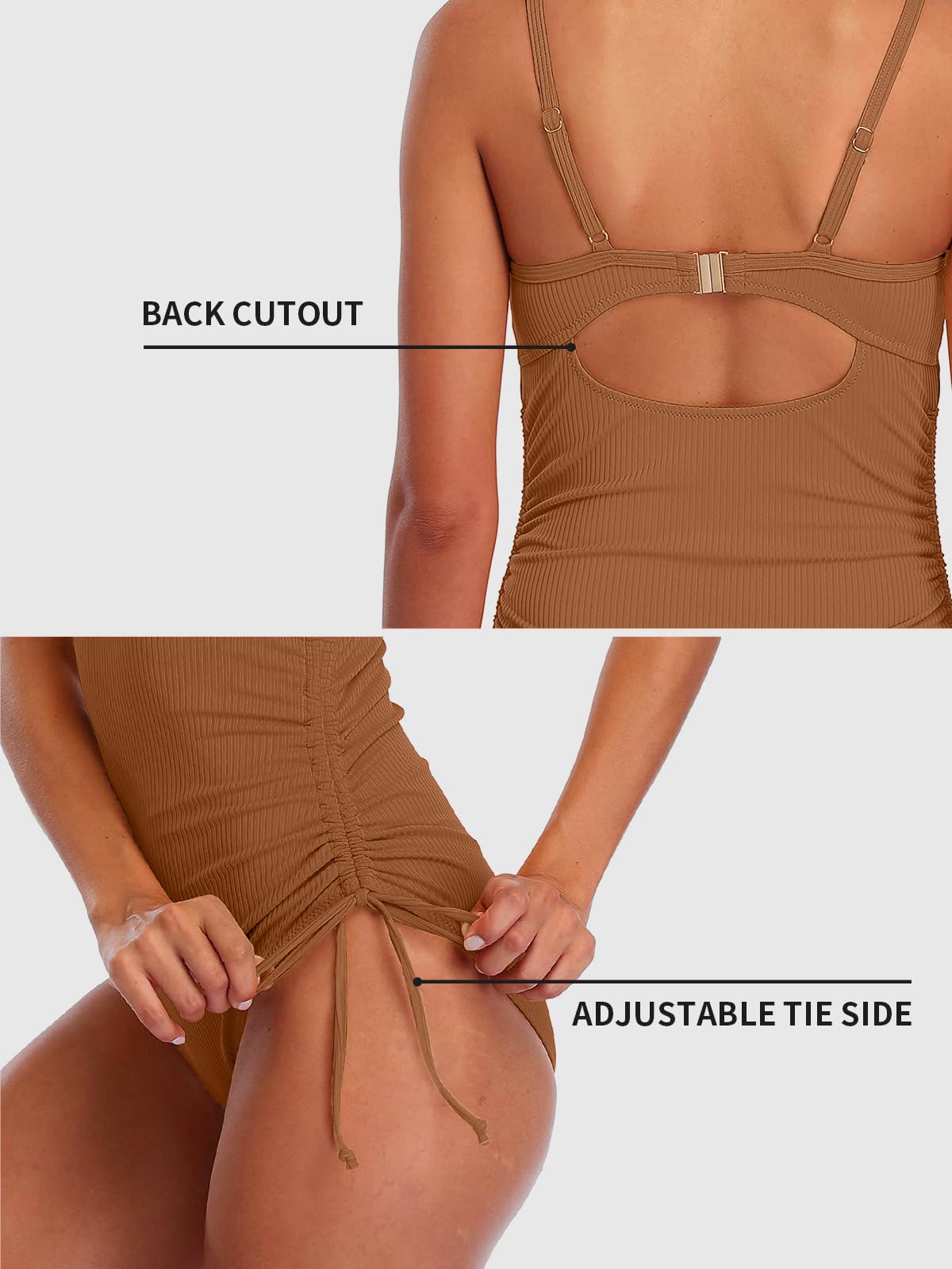 2025 Women's Ribbed One Piece Swimsuit - Tummy Control Tie Side High Cut Monokini Bathing Suit | Perfect for Beach Vacations, Pool Parties & Summer Getaways