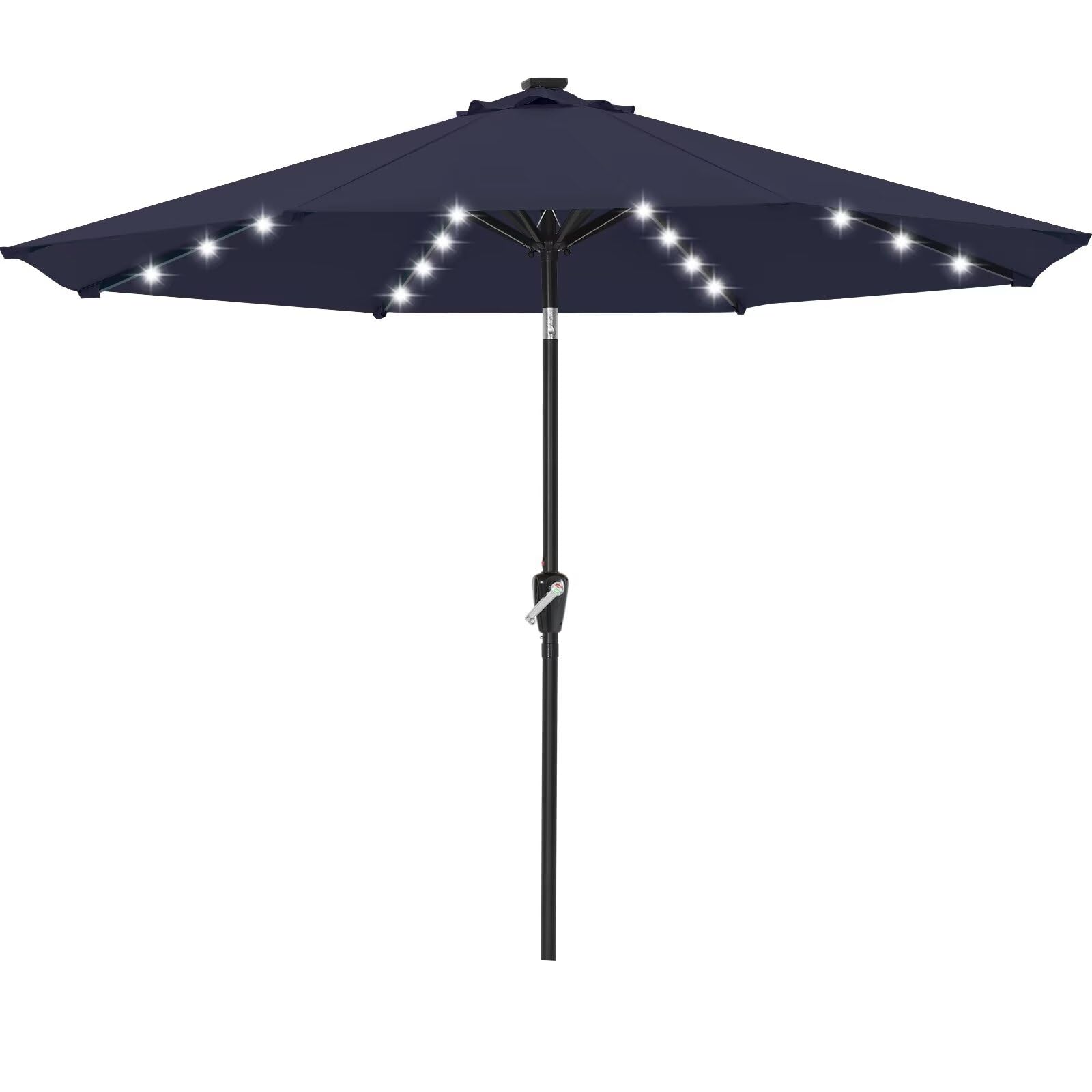 ABCCANOPY 9FT Solar LED Patio Umbrella with 32 LED Lights - Durable Outdoor Shade Umbrella in Navy Blue for Garden, Poolside, Backyard & Patio Relaxation
