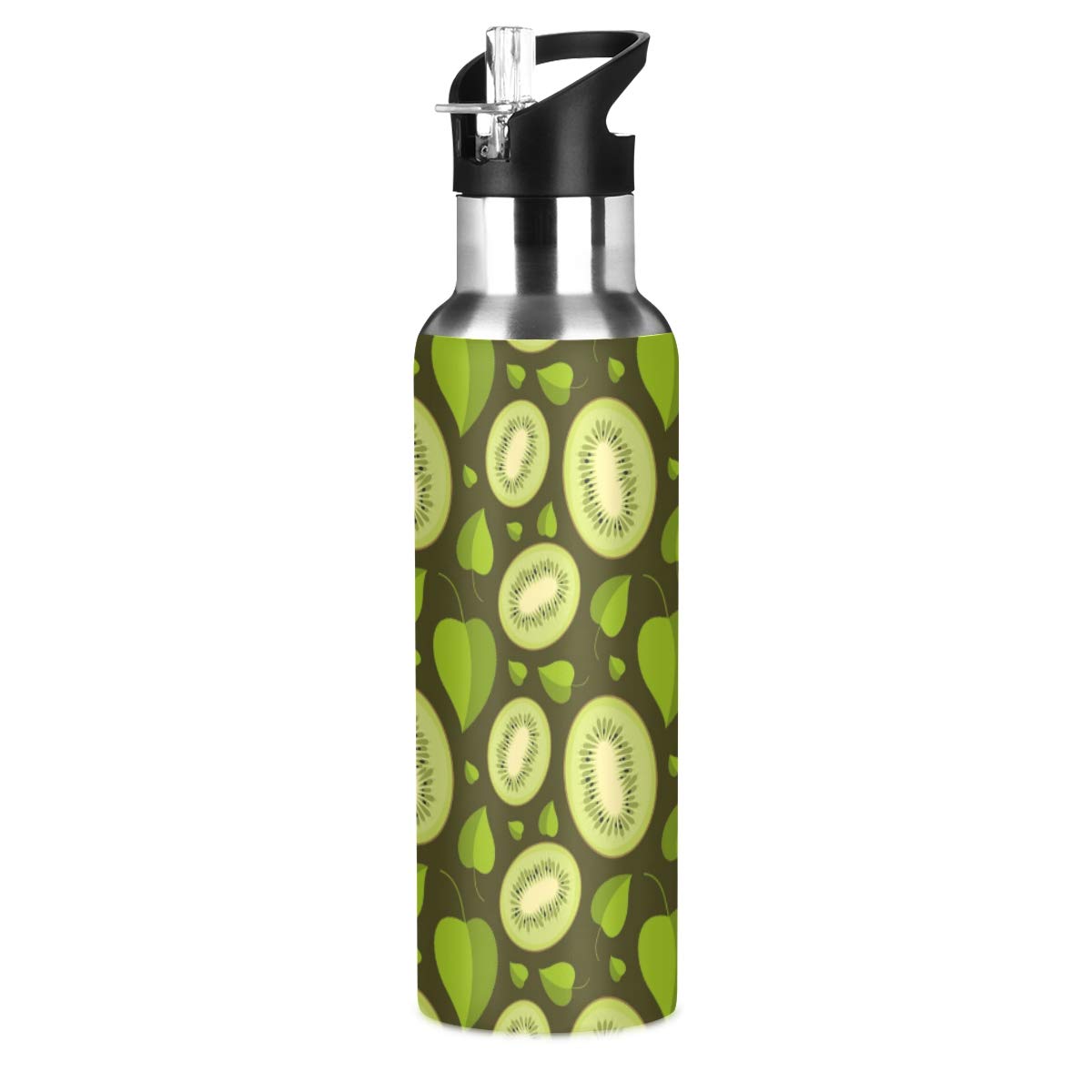Kiwi Pattern Stainless Steel Water Bottle - 600ml (22oz) Reusable Sports Bottle for Gym, Running, Cycling & Outdoor Activities | BPA-Free, Leak-Proof Design