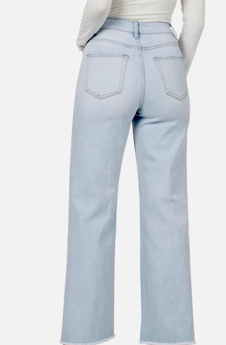 Taymoor Women's Wide Leg Denim Jeans - High Waisted Stretch Comfort Pants for Casual & Office Wear