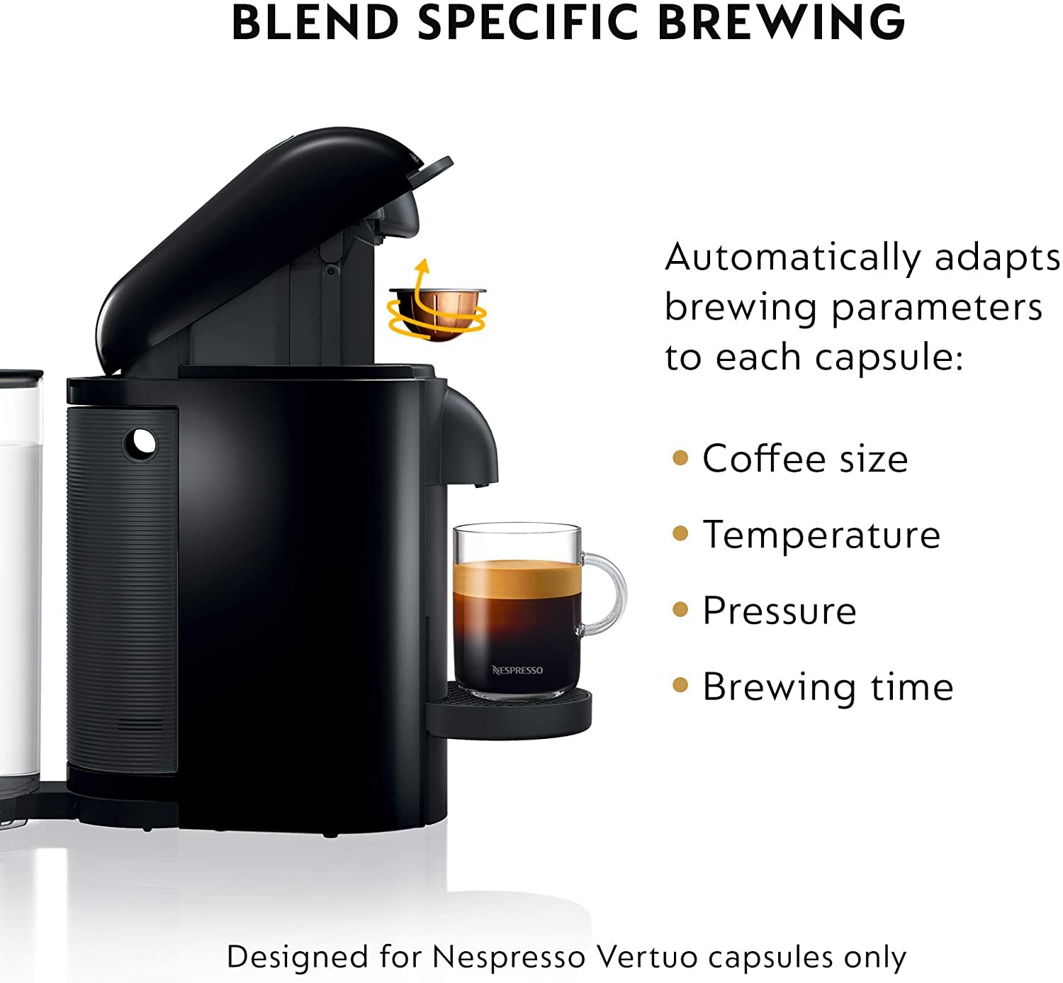 Nespresso Vertuo Plus Coffee and Espresso Machine by Breville - Ink Black with Aeroccino Milk Frother | Perfect for Home, Office & Gifts | Brew Barista-Quality Coffee & Espresso Drinks