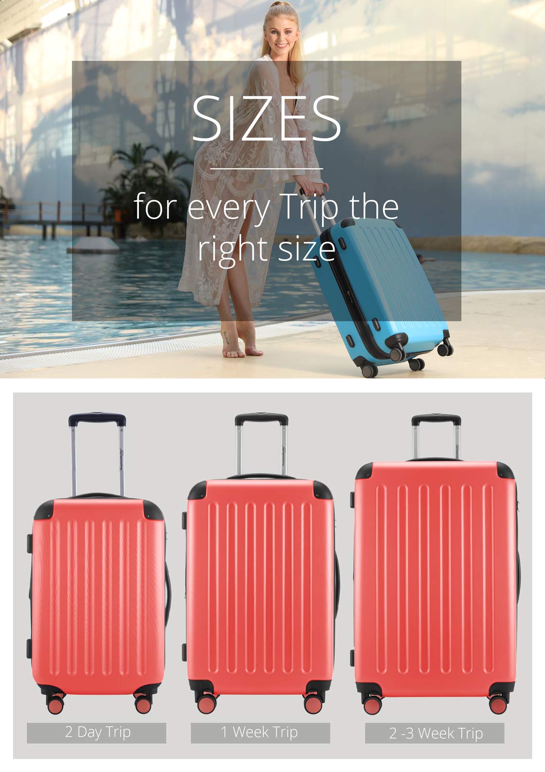 Premium Coral 55cm Carry-On Luggage - Lightweight & Durable Hand Luggage for Travel, Business Trips & Weekend Getaways