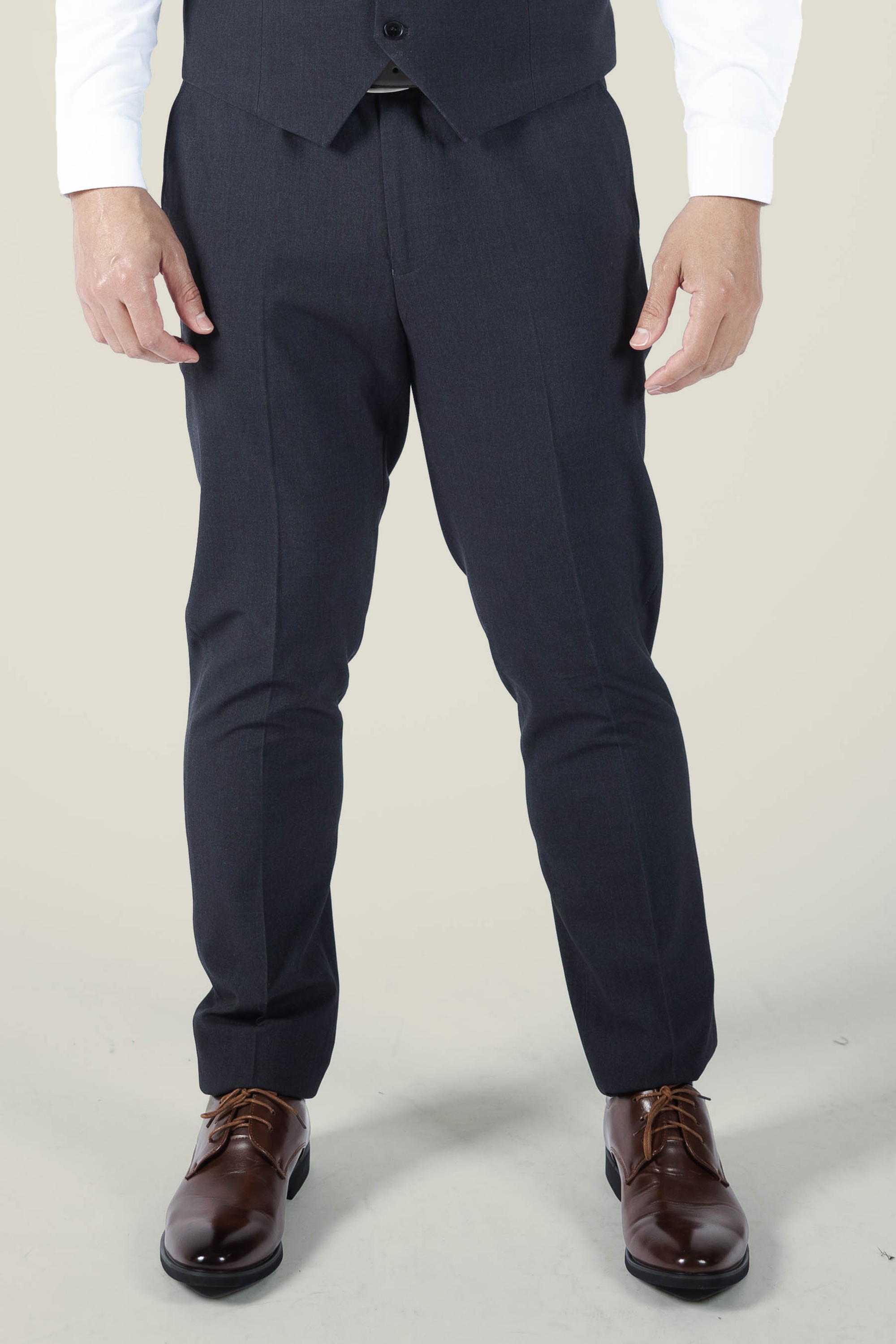 Premium Men's Charcoal Grey Dress Pants - Slim Fit Business Casual Trousers for Office, Wedding & Formal Events