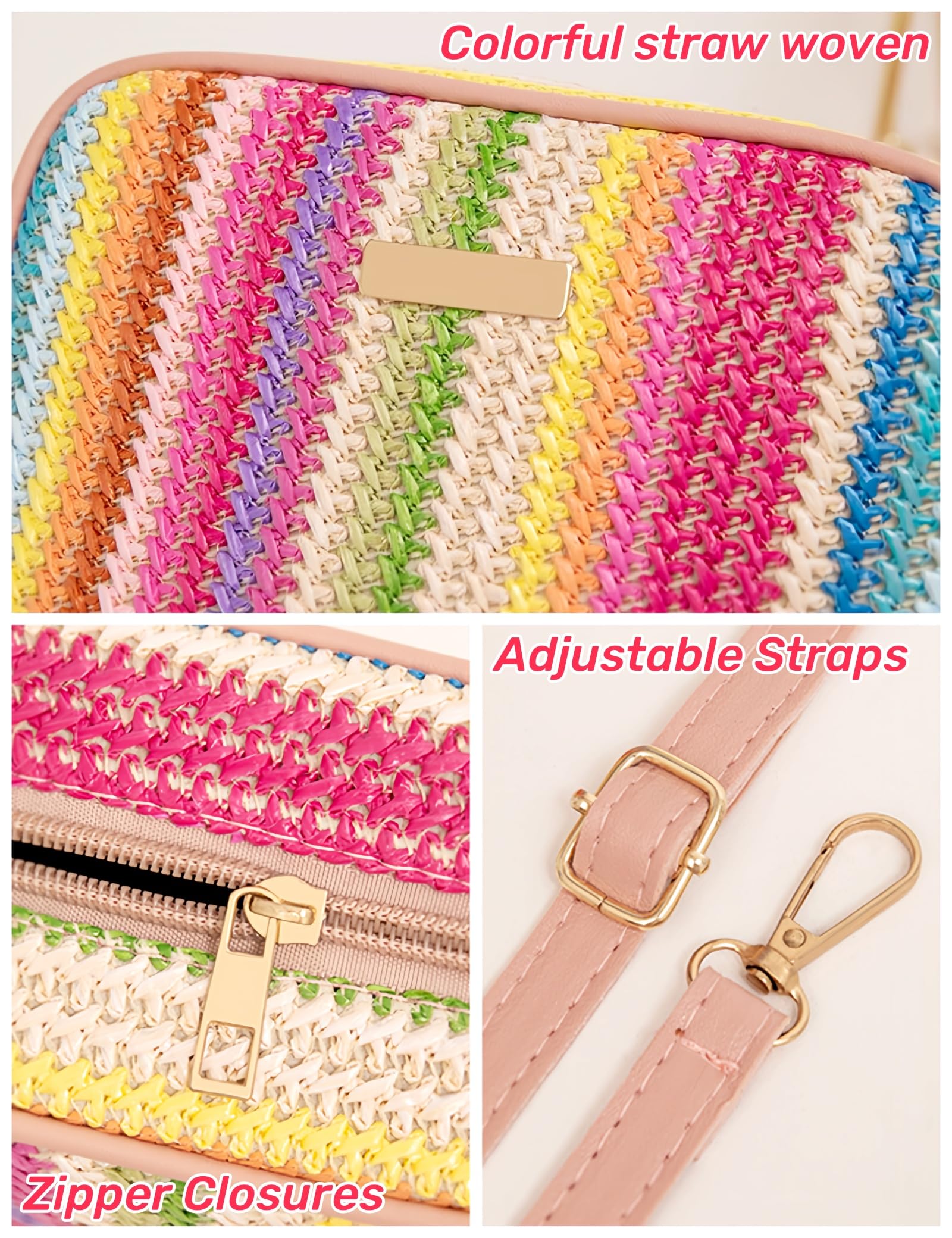 Trendy Straw Crossbody Bag for Women - Small Woven Purse, Cute Beach Shoulder Handbag for Spring & Summer | Perfect for Beach Outings, Vacation, and Casual Everyday Use
