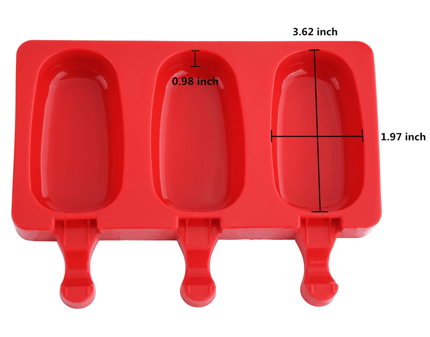 BPA-Free Silicone Popsicle Molds with Lid - 3 Cavity Homemade Ice Cream Bar Maker, DIY Cakesicle & Ice Pop Mold Kit with 50 Wooden Sticks (Set of 2, Oval Shape) - Perfect for Summer Treats, Kids Snacks, and Party Desserts