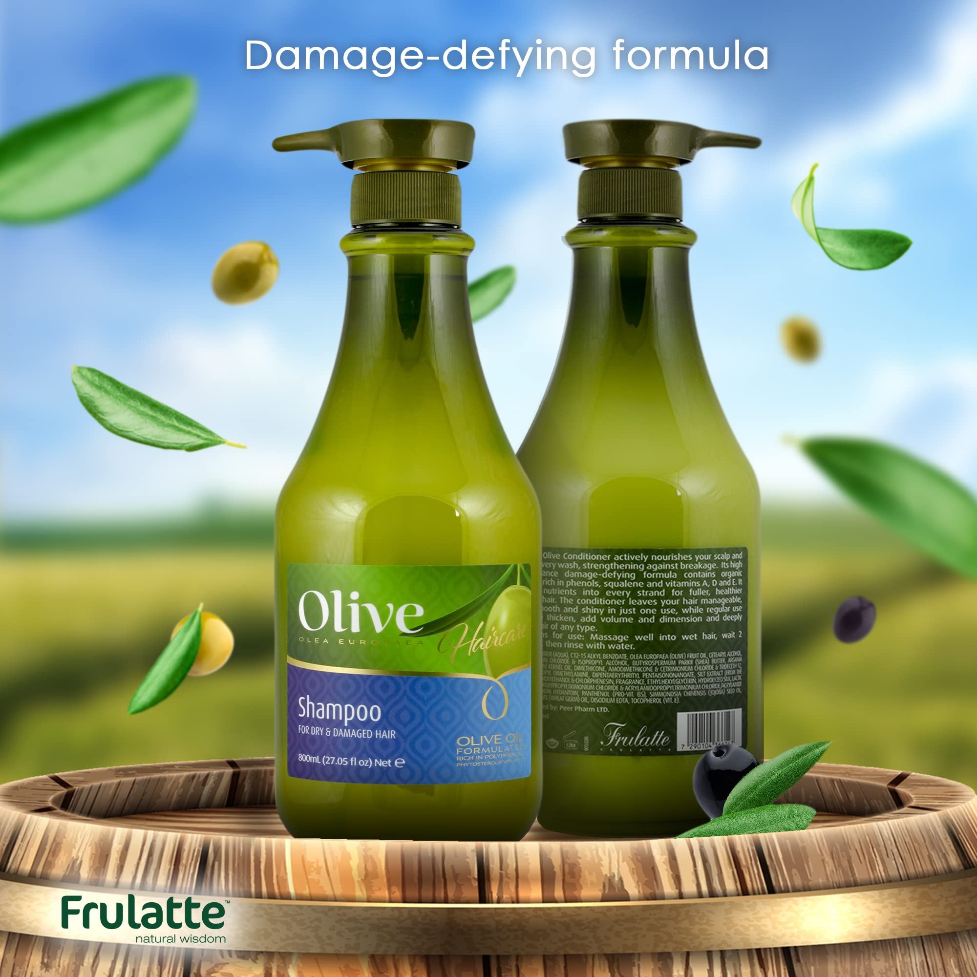 Organic Olive Oil Shampoo for Dry Damaged Hair - Vitamin A, D & E Enriched Hydrating Shampoo | Paraben-Free & Natural Deep Cleansing Formula | 27 fl oz | Perfect for Color-Treated, Frizzy & Brittle Hair Care Routine