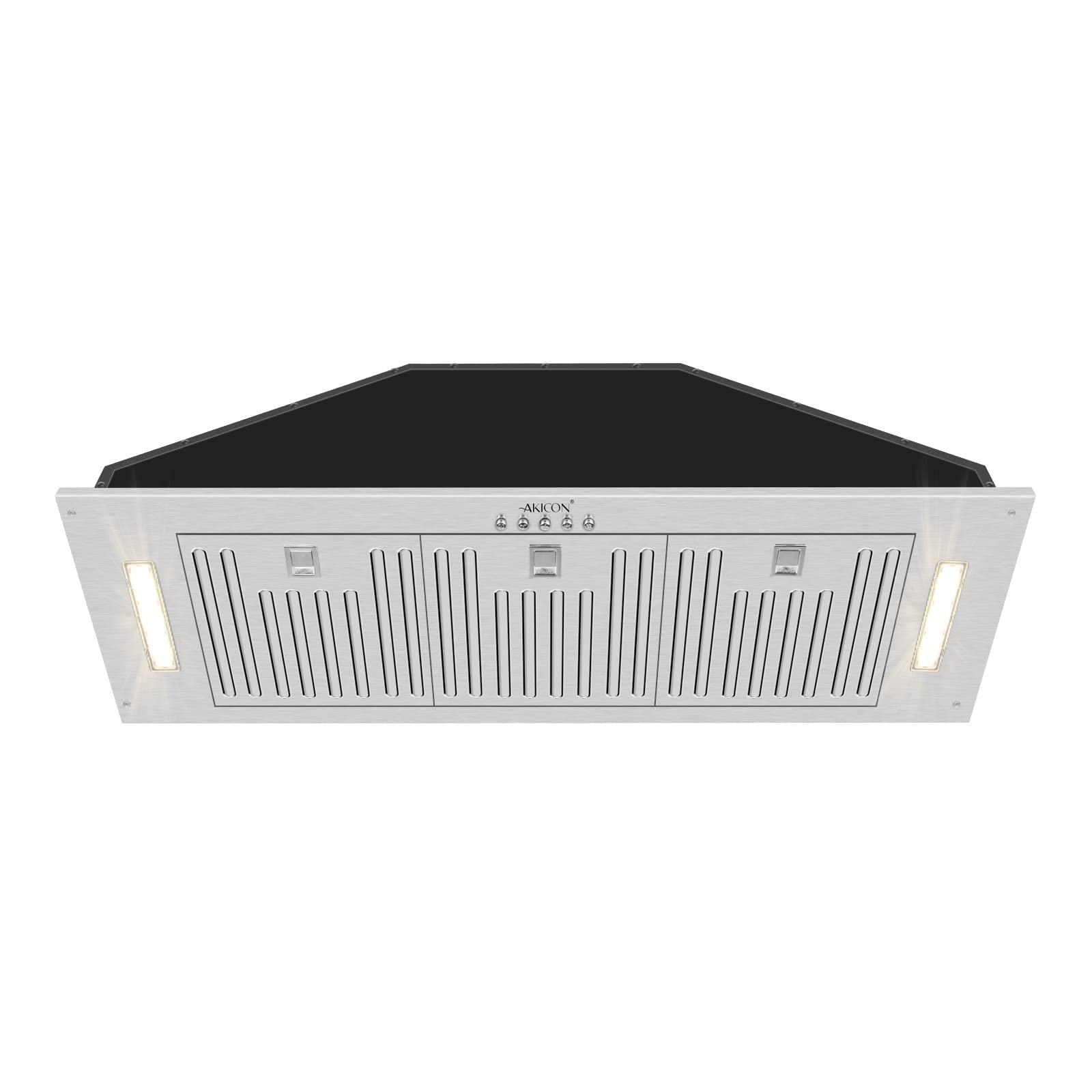 Akicon 36 Inch Stainless Steel Range Hood Insert - Ultra Quiet 600 CFM Ducted Kitchen Vent Hood with Powerful Suction, 3-Speed Settings, LED Lights & Dishwasher Safe Filters - Perfect for Built-In Kitchen Ventilation & Smoke Removal
