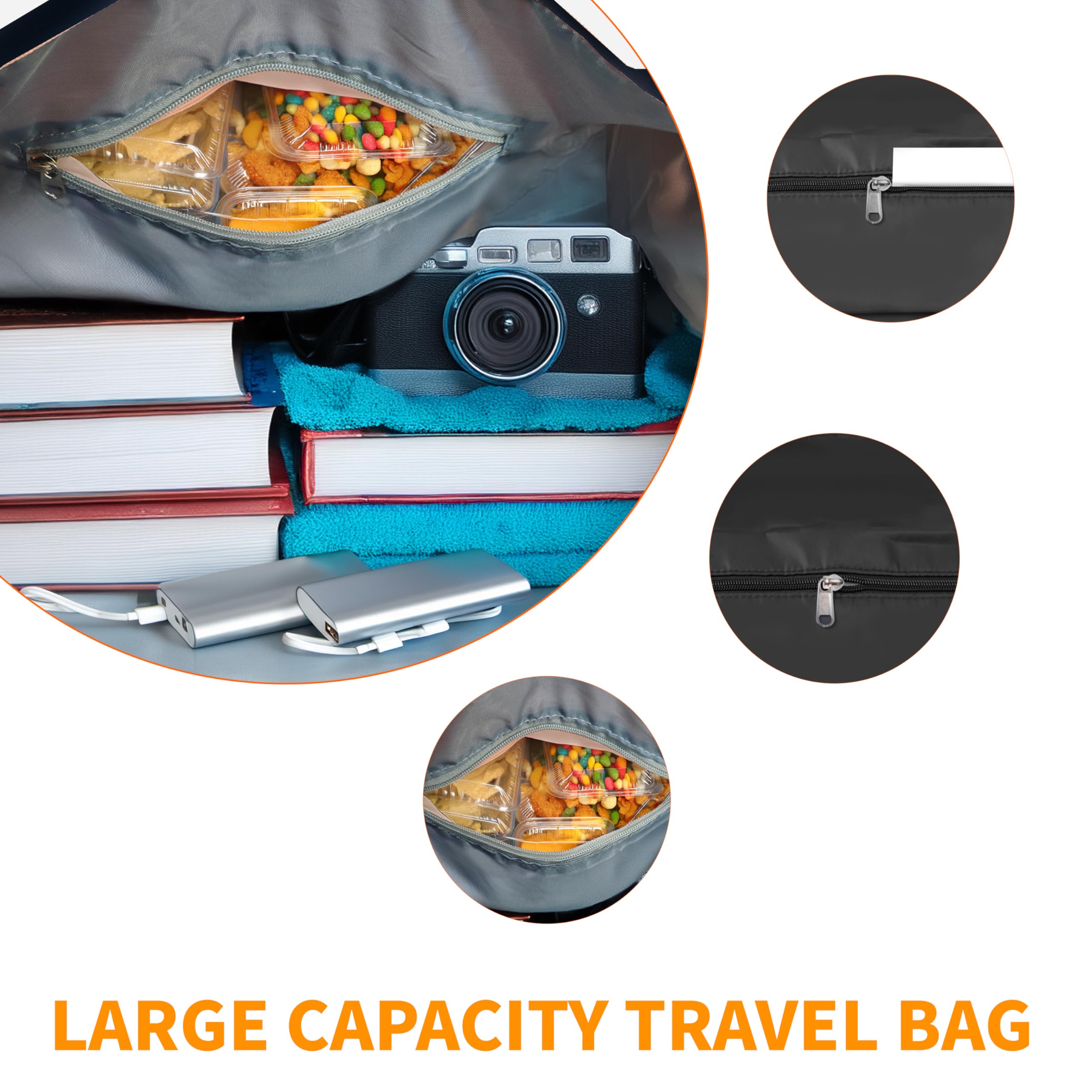 Finnhomy 50L Expandable Rolling Duffel Bag with Wheels - Foldable Carry On Luggage for Travel, Shopping & Outdoor Activities - Detachable Wheel Duffel Bag - Perfect for Airplane, Gym, Camping & Weekend Getaways (Black)