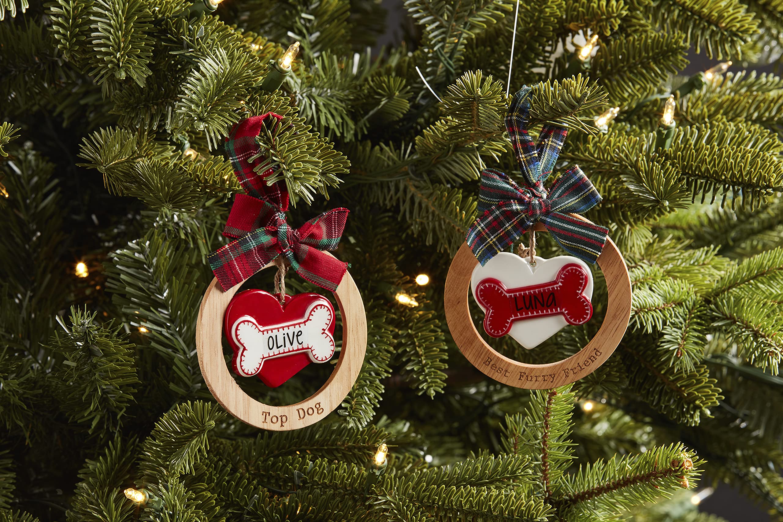 Mud Pie Personalized Dog Christmas Ornament - 3.5 Inch Custom Pet Keepsake for Tree Decor, Gift for Dog Lovers, Holiday Home & Office Decoration