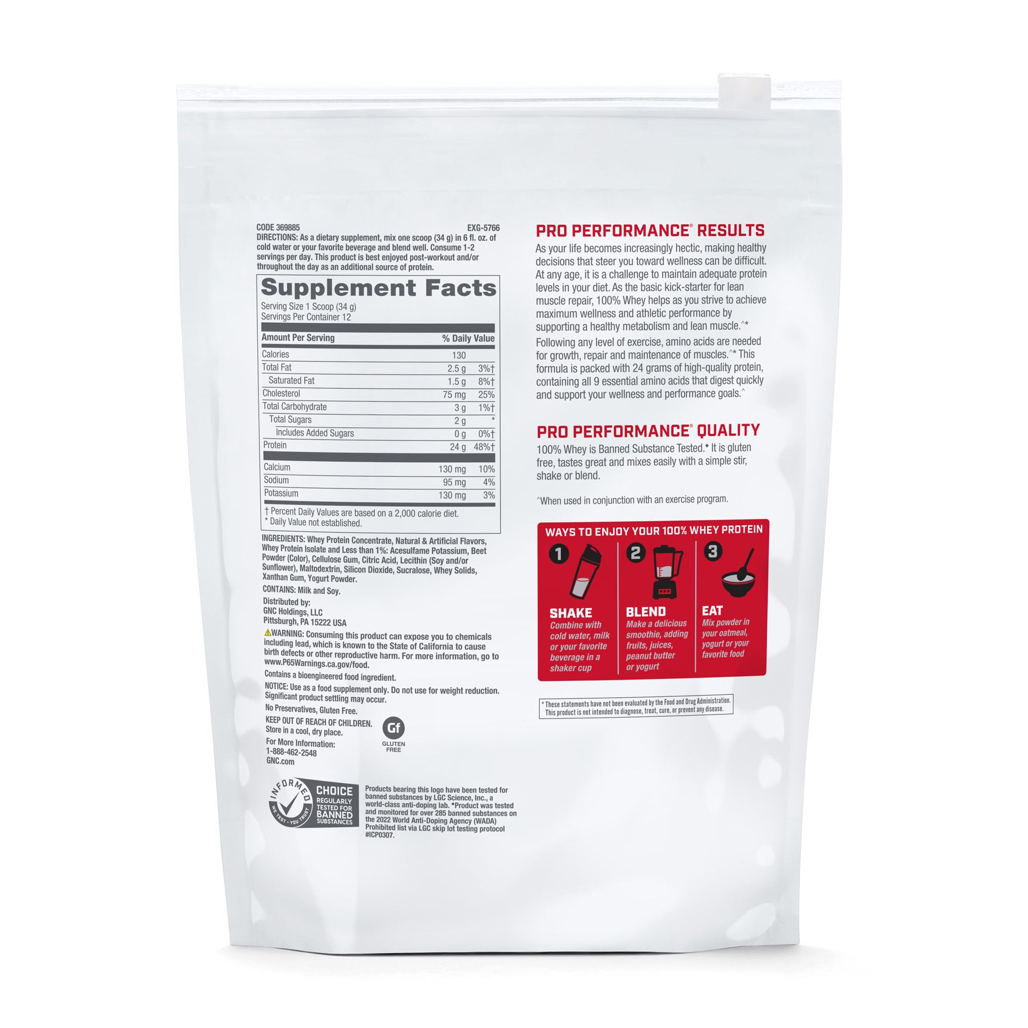 GNC Pro Performance 100% Whey Protein Powder - Creamy Strawberry Flavor (12 Servings) | Muscle Recovery & Metabolism Support | Ideal for Post-Workout & Fitness Nutrition