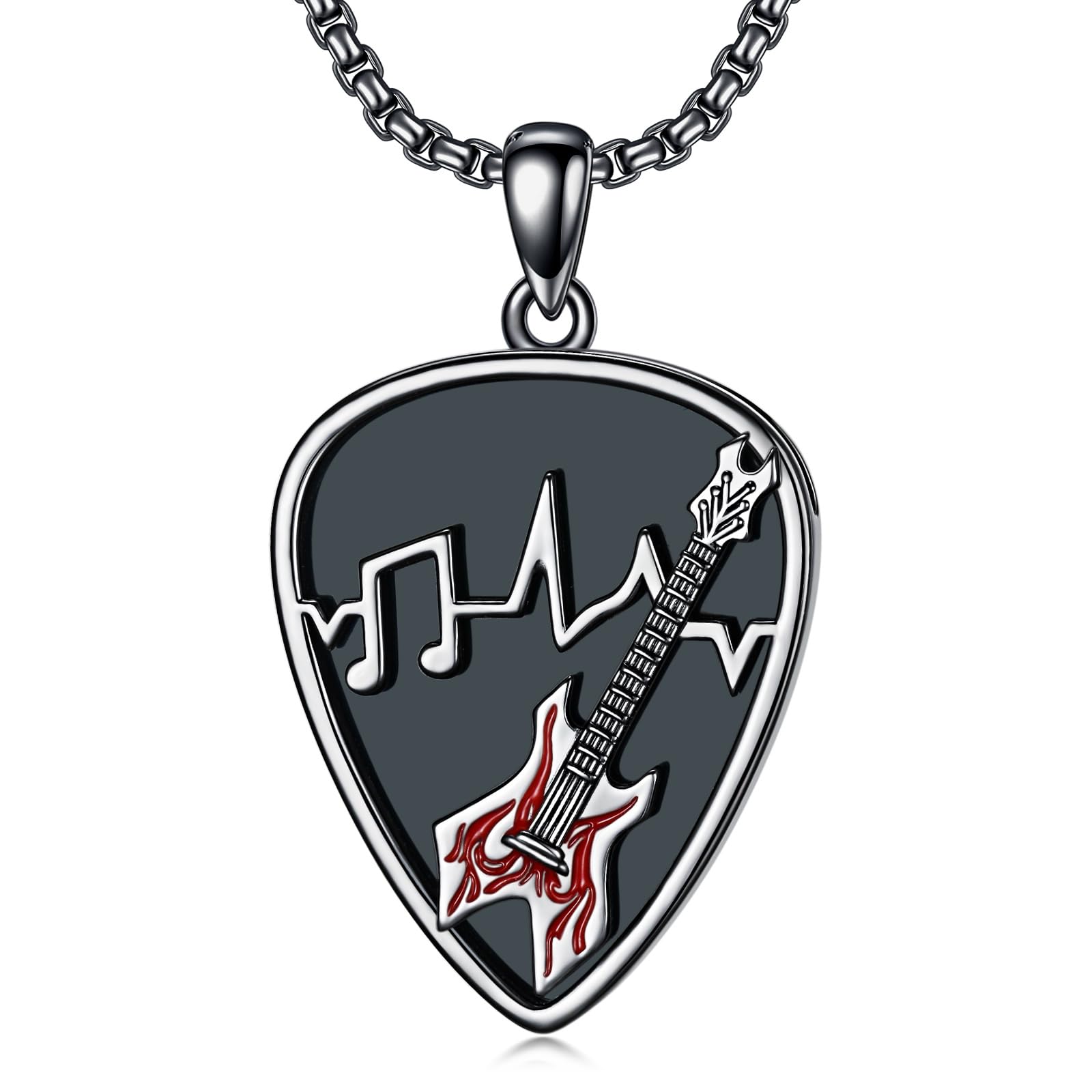 Dorunmo Sterling Silver Personalized Soundwave Guitar Pick Holder Necklace - Custom Music Pendant for Guitarists & Musicians - Perfect Gift for Christmas, Birthdays & Music Lovers - Great for Performances, Practice & Everyday Wear