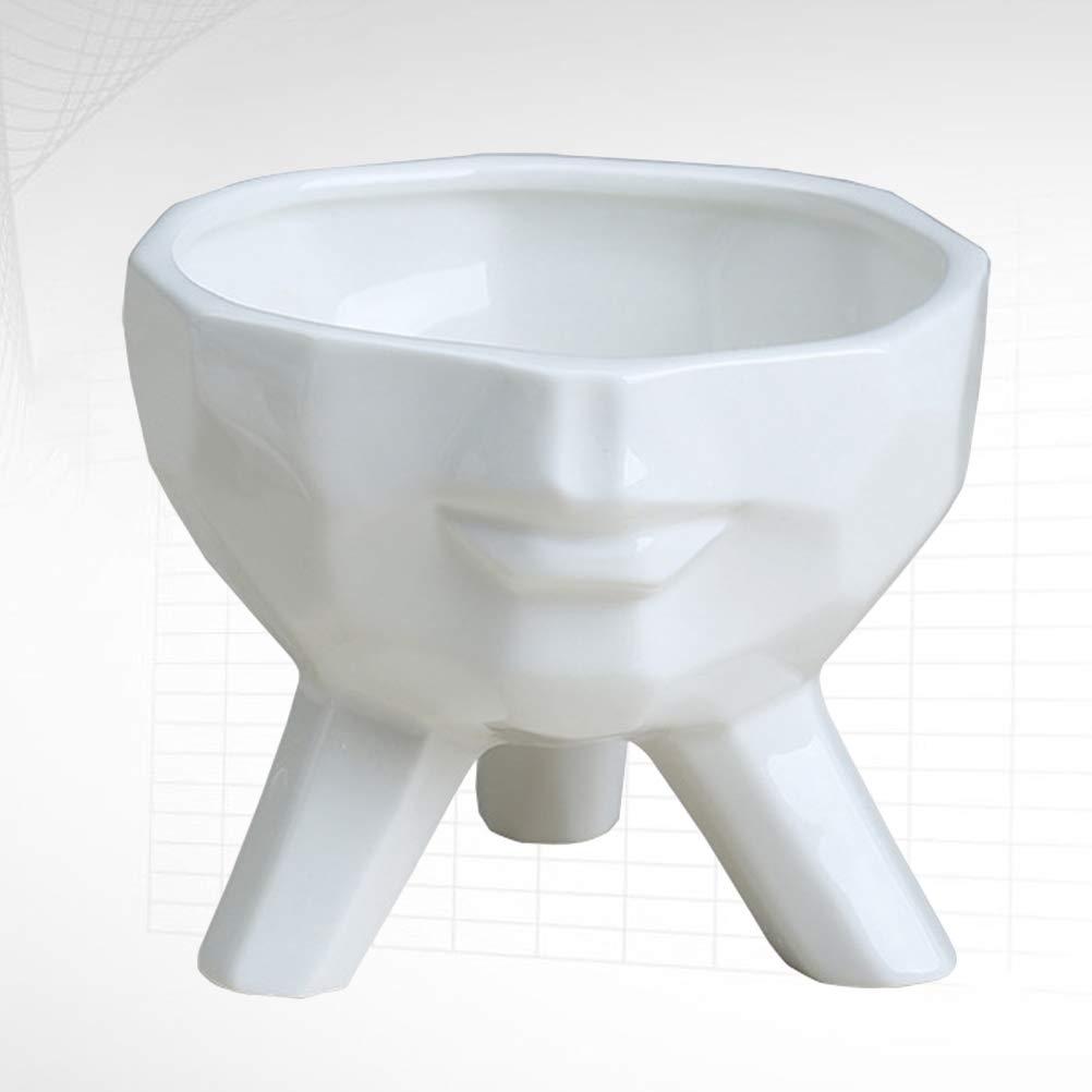Cabilock White Ceramic Face Flower Vase - Small Desktop Planter for Succulents, Cactus & Air Plants - Indoor Decorative Plant Holder & Unique Home Office Decor